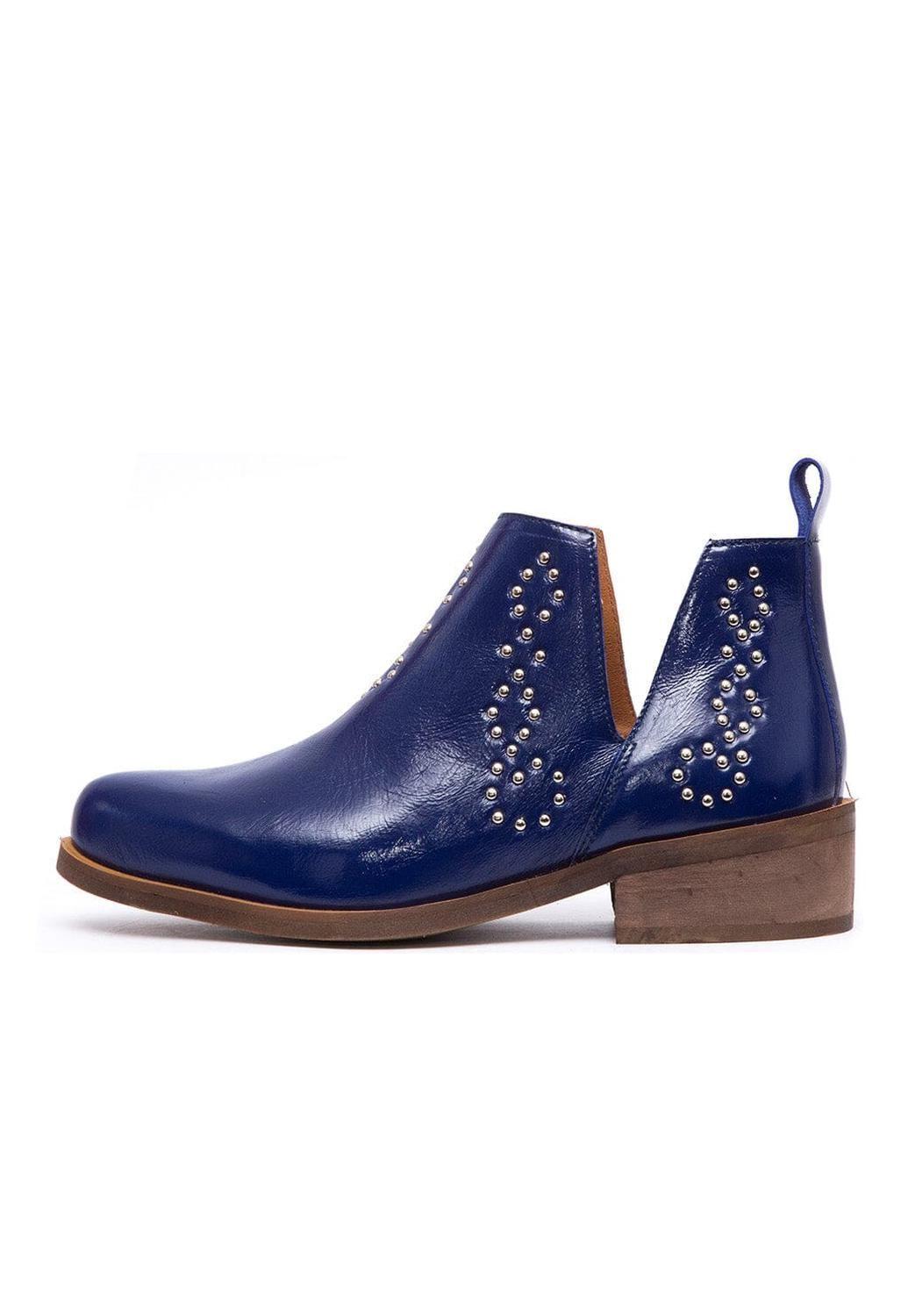 Botin Mujer De Cuero Emilia Azul C7-3