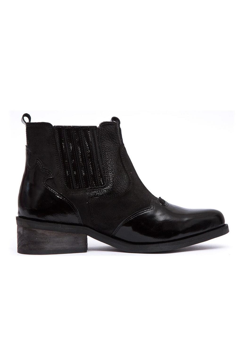 Botin Mujer De Cuero Frida Negro C1-0