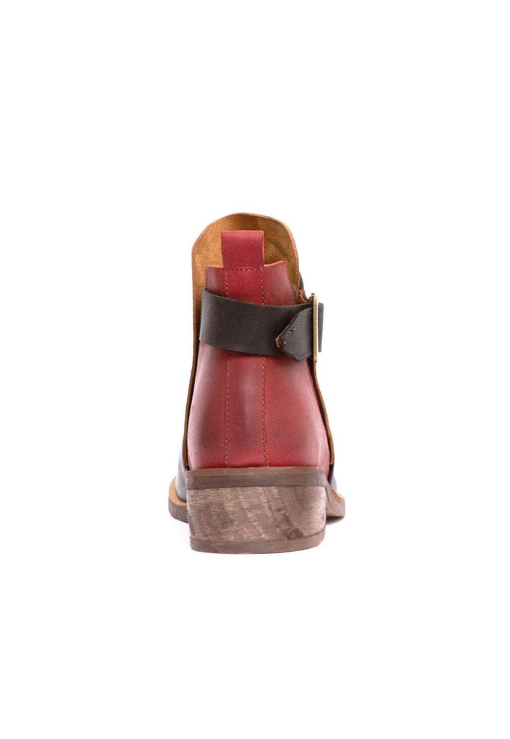 Botin Mujer De Cuero Angu Negro Burdeo C10-3