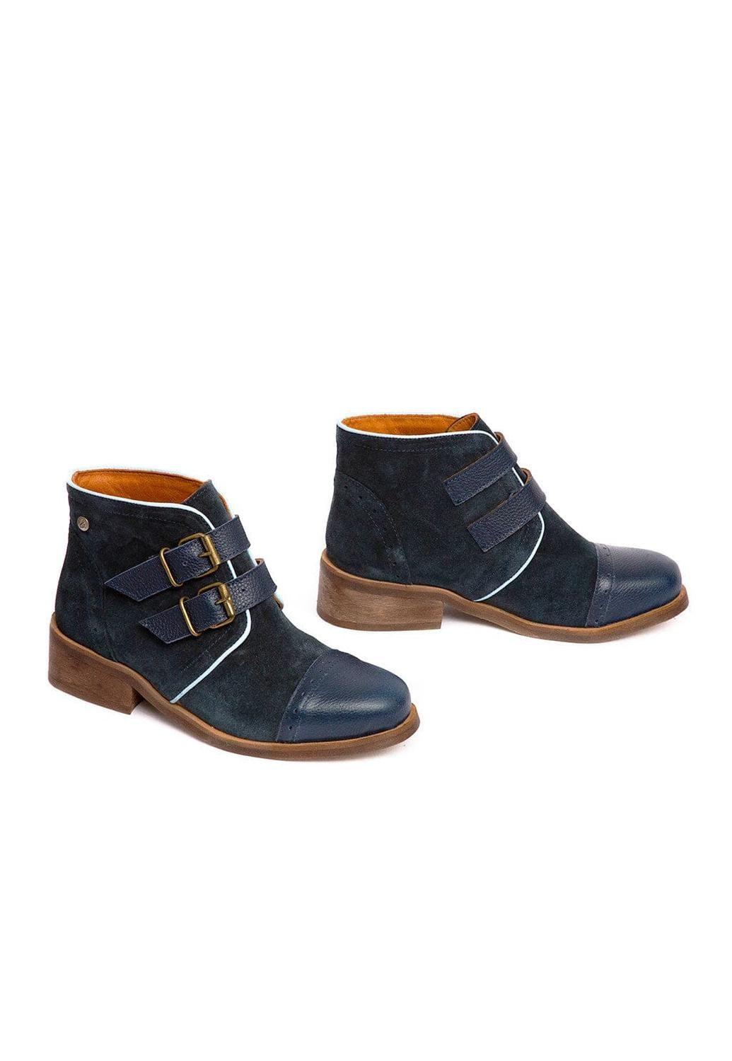 Botin Mujer De Cuero Judy Azul C2-6