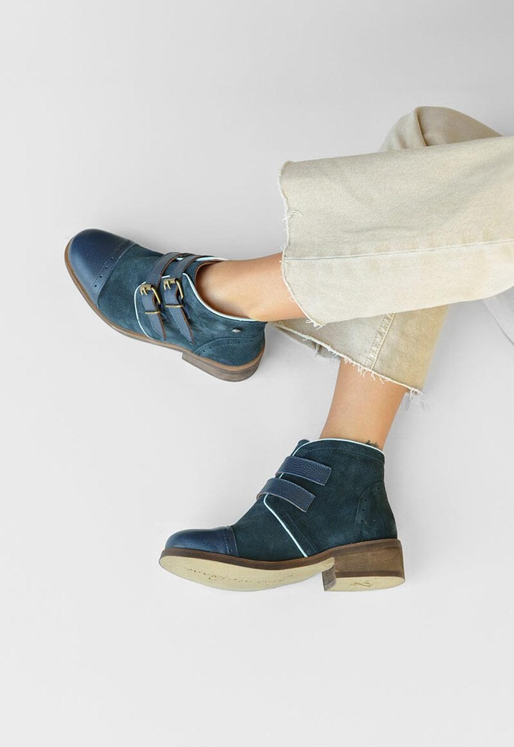 Botin Mujer De Cuero Judy Azul C2-1