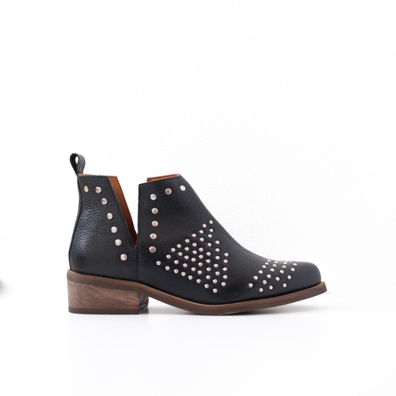 Botin Mujer  Cuero Mujer  Charra Negro-0