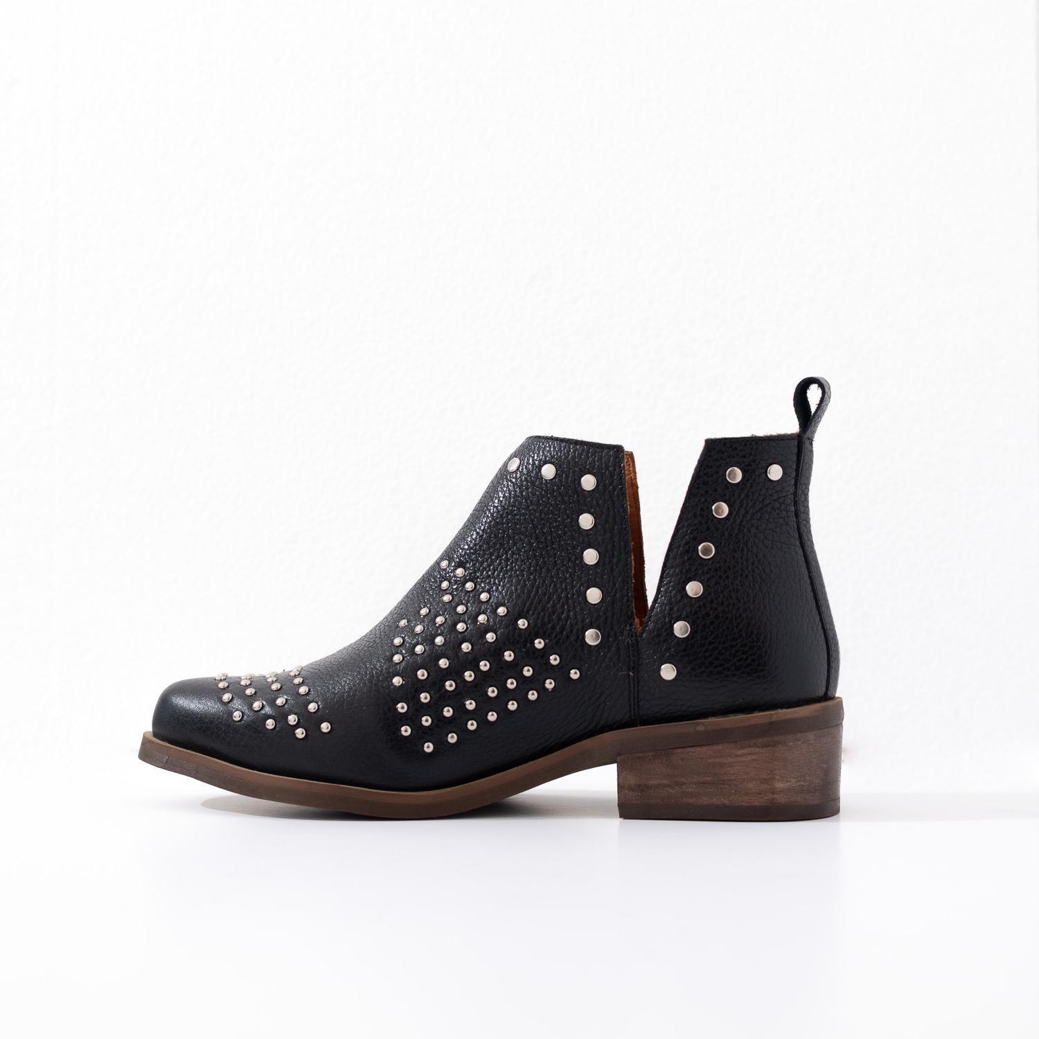 Botin Mujer  Cuero Mujer  Charra Negro-2