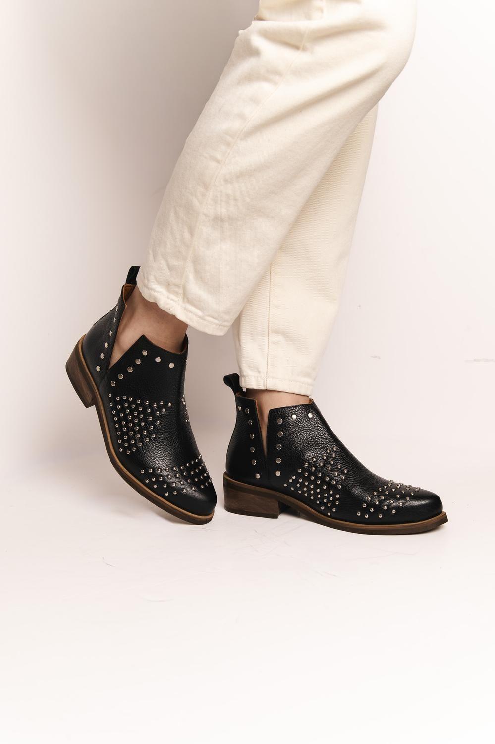 Botin Mujer  Cuero Mujer  Charra Negro-3