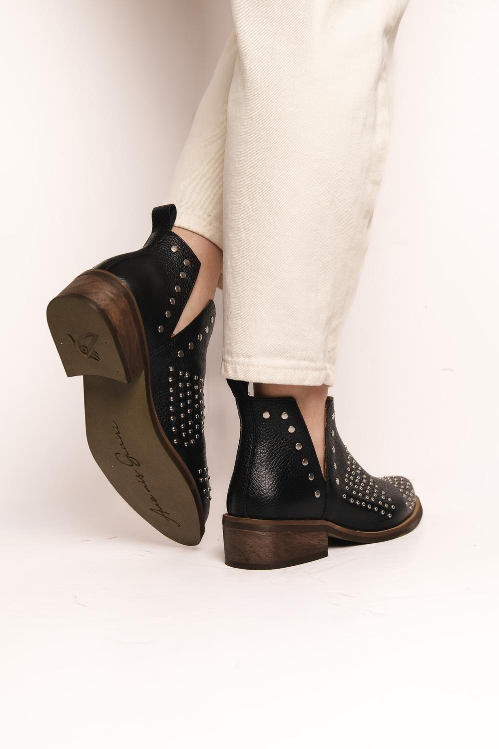 Botin Mujer  Cuero Mujer  Charra Negro-4
