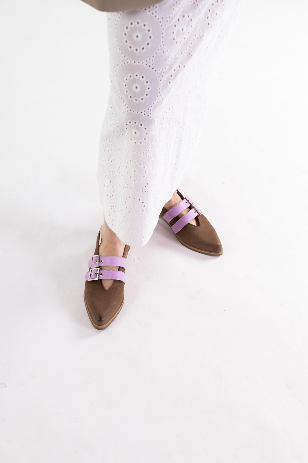 Zapato Cuero Mujer  Estrilda Café Lila-6