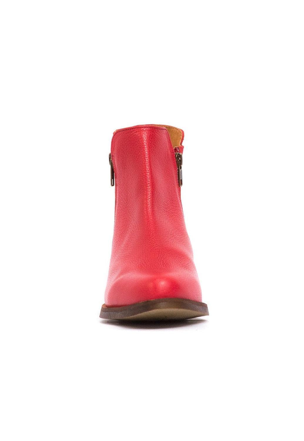 Botin Mujer De Cuero Lena Rojo C4-2