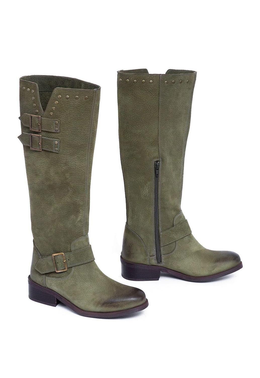 Bota Mujer De Cuero Carpintero Verde C21-5