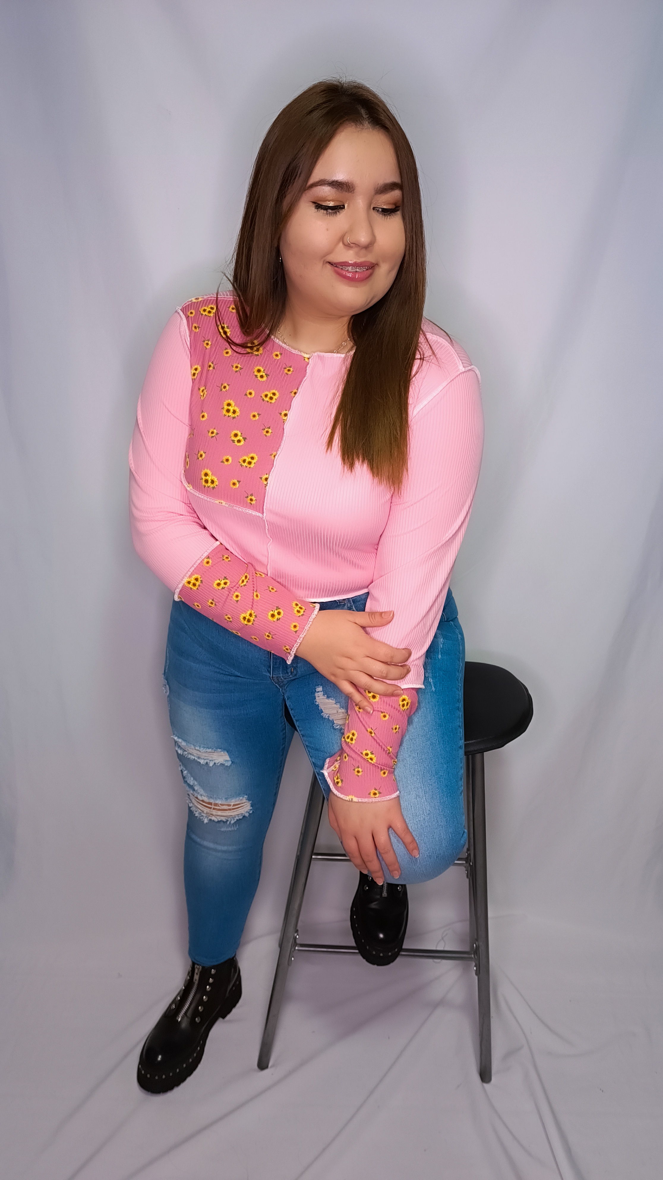 Blusa larga Canutón Estampado girasoles-2