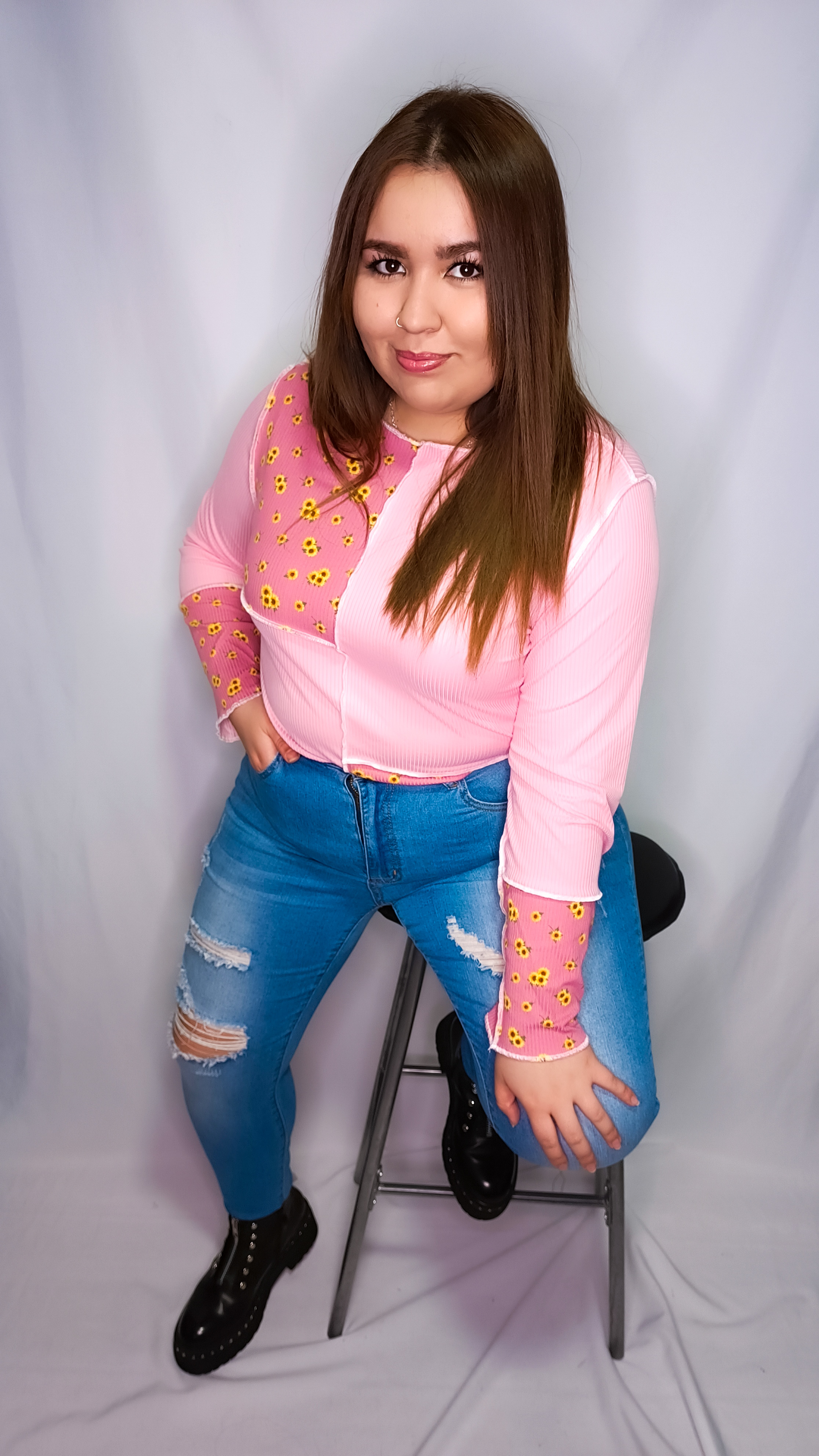 Blusa larga Canutón Estampado girasoles-1