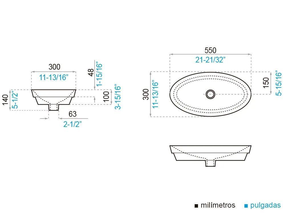 Lavatorio Vessel Albeniz 55 cm sobre cubierta-3