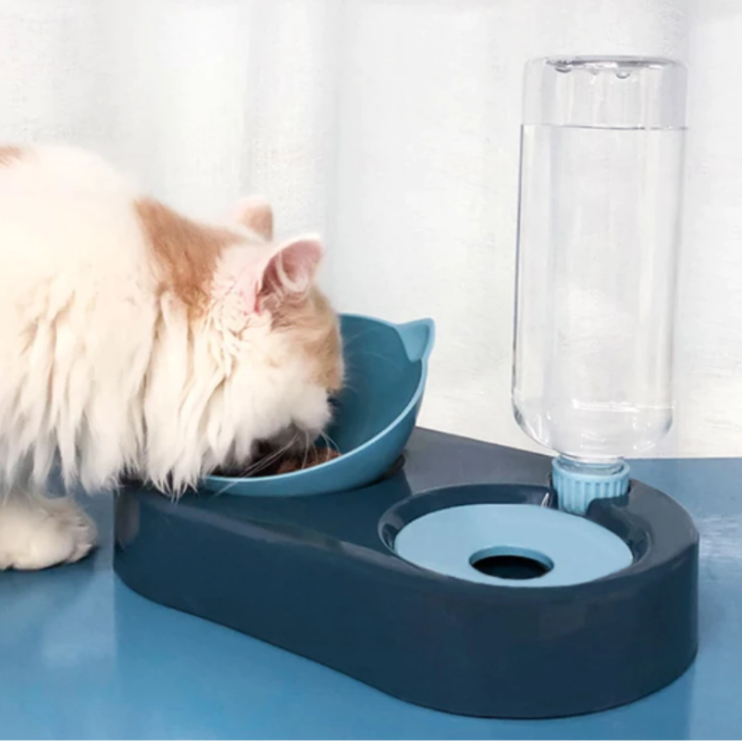 Comedero para gatos con dispensador de agua Rosado-5