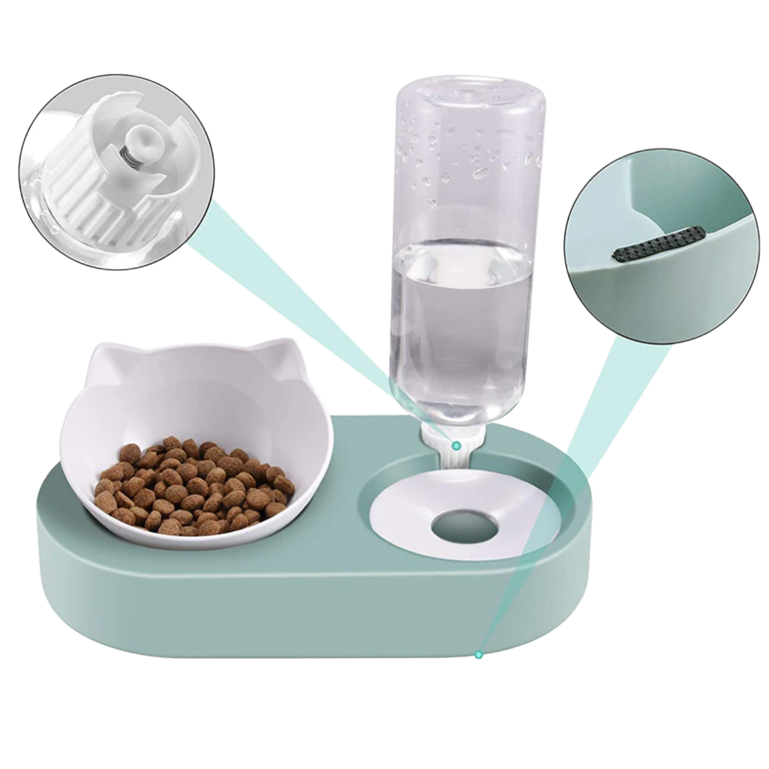 Comedero para gatos con dispensador de agua Rosado-7