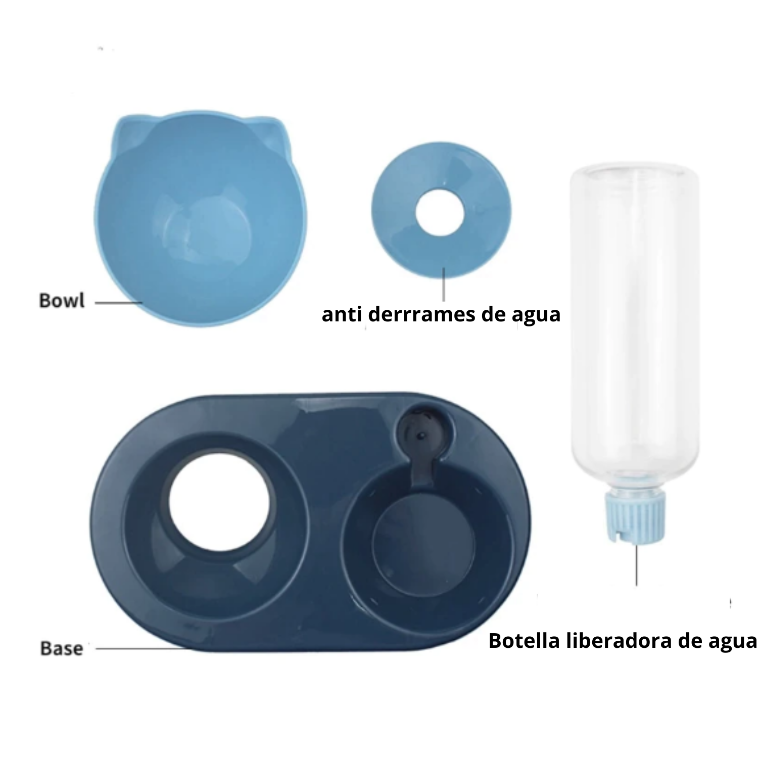 Comedero para gatos con dispensador de agua Rosado-2