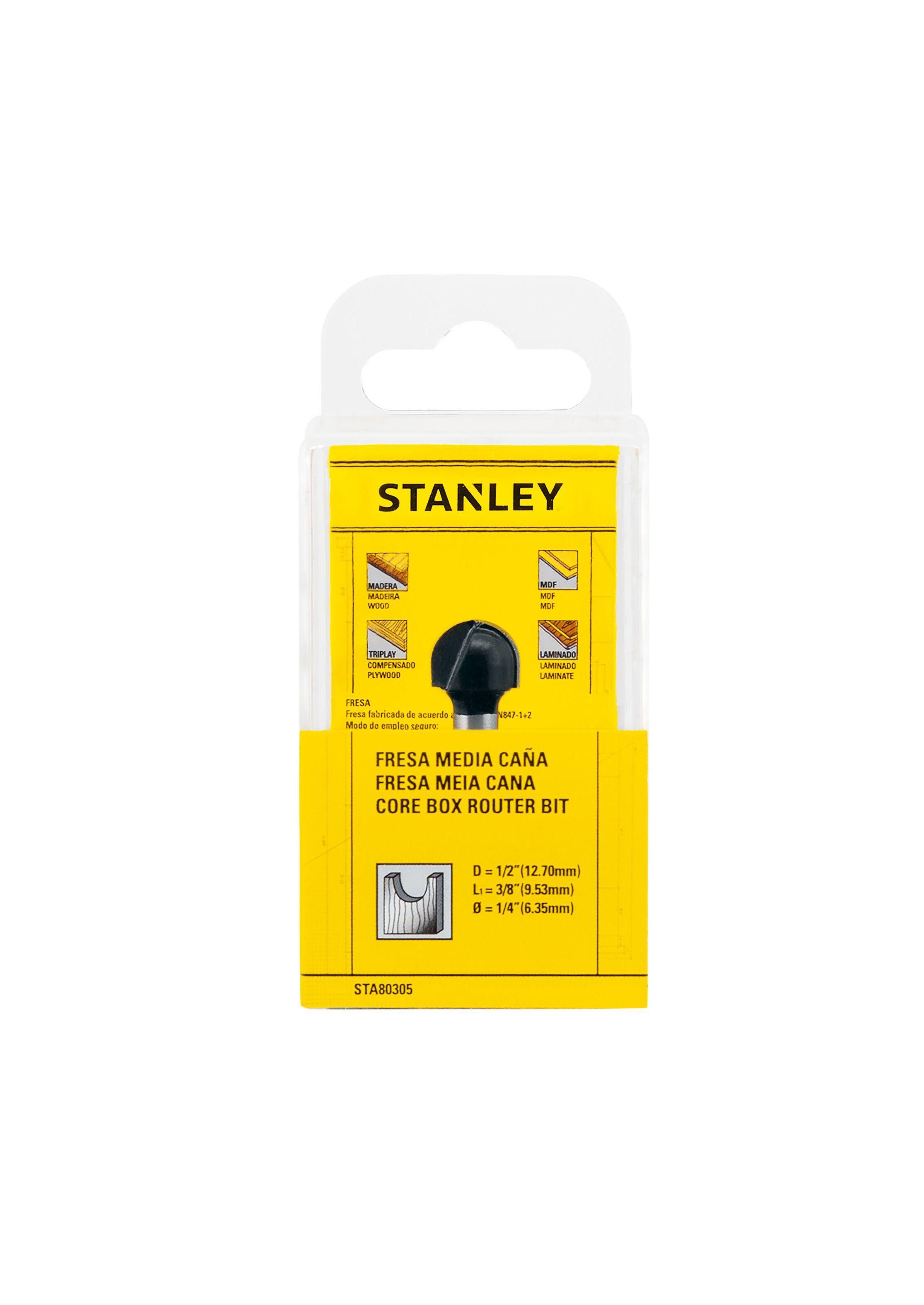 Fresa media caña 1/2” vástago 1/4" STANLEY STA80305-2