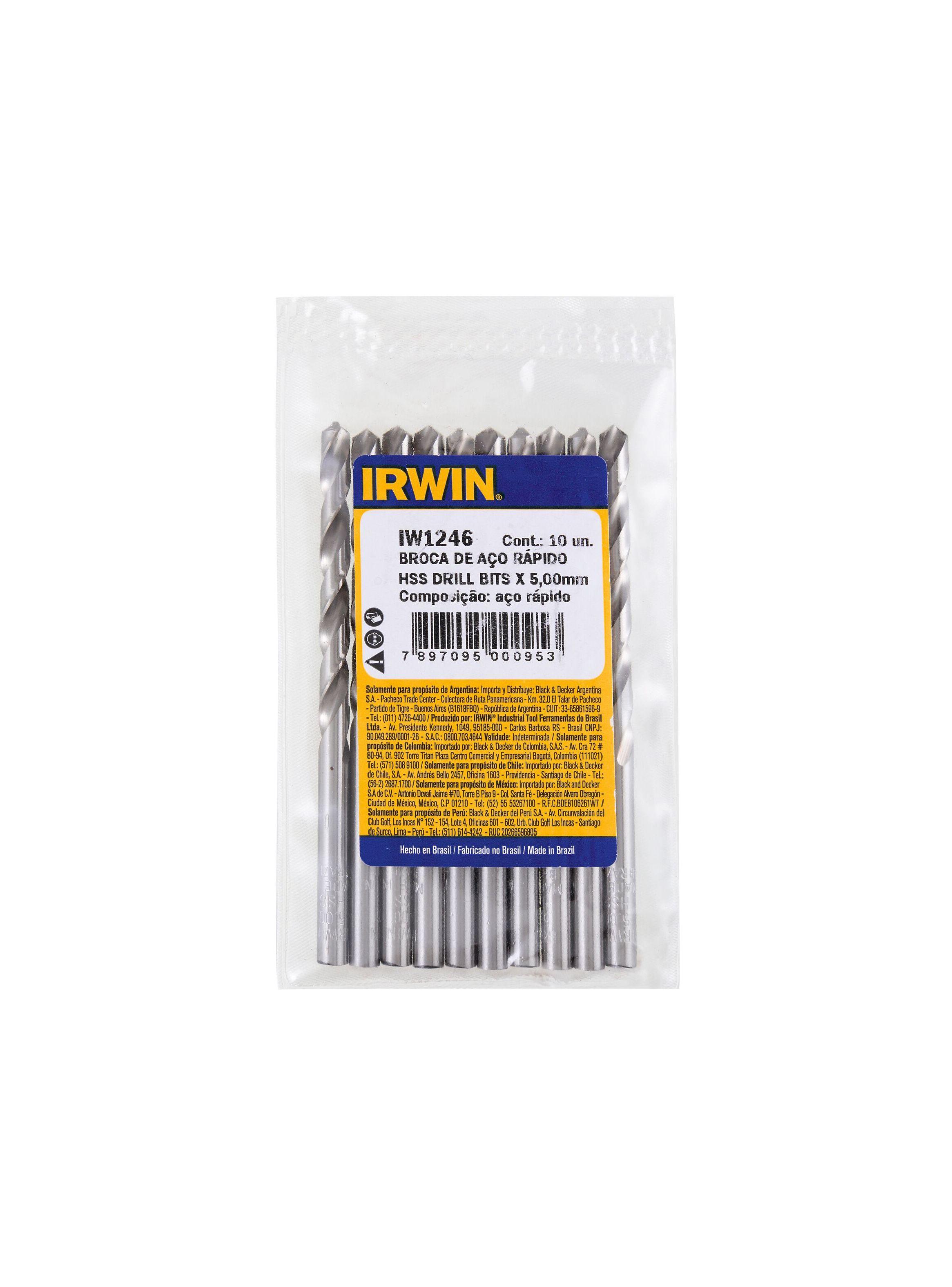 Set 10 brocas acero rápido 5mm IRWIN IW1246-2