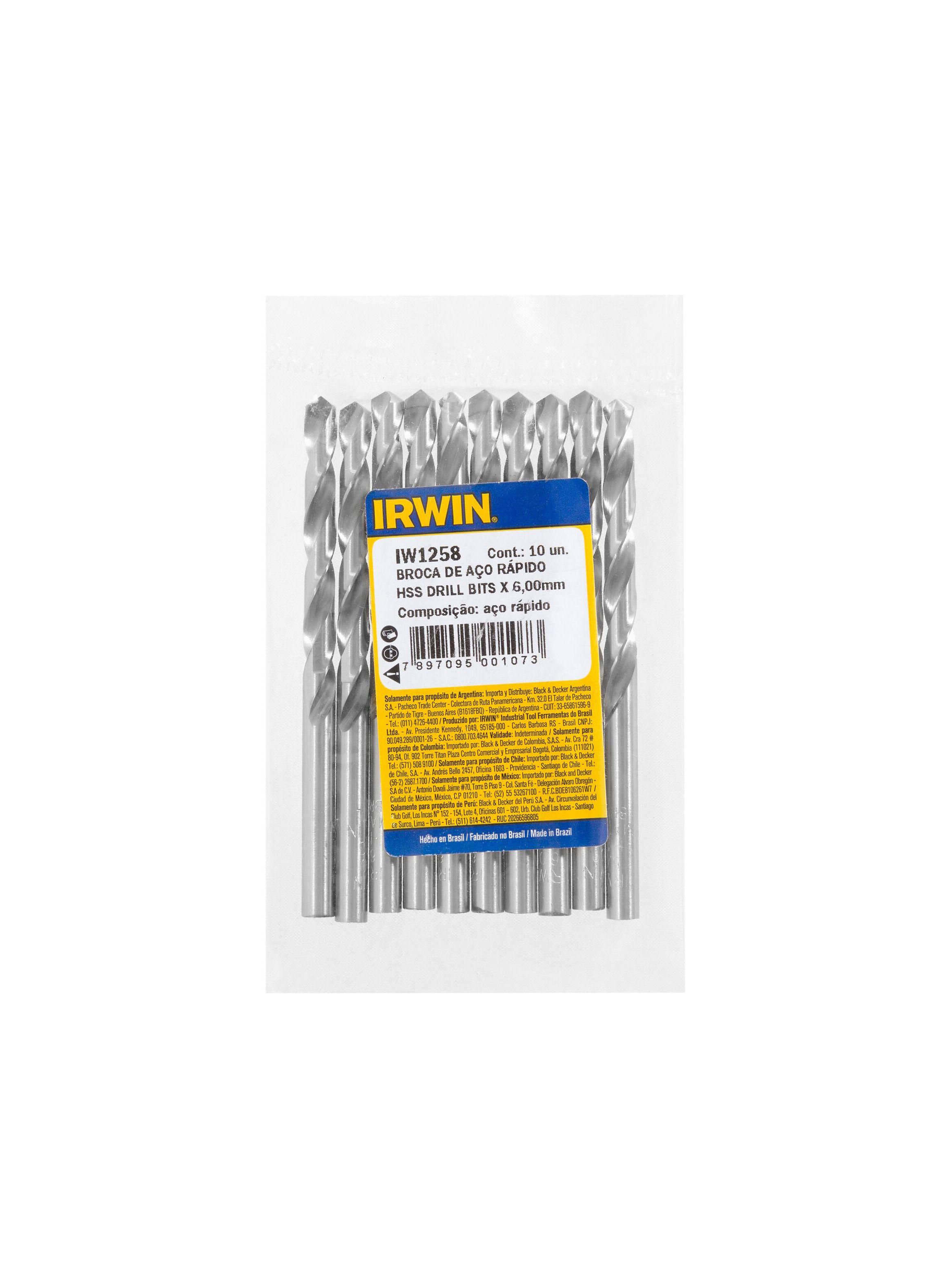 Set 10 brocas acero rápido 6mm IRWIN IW1258-2