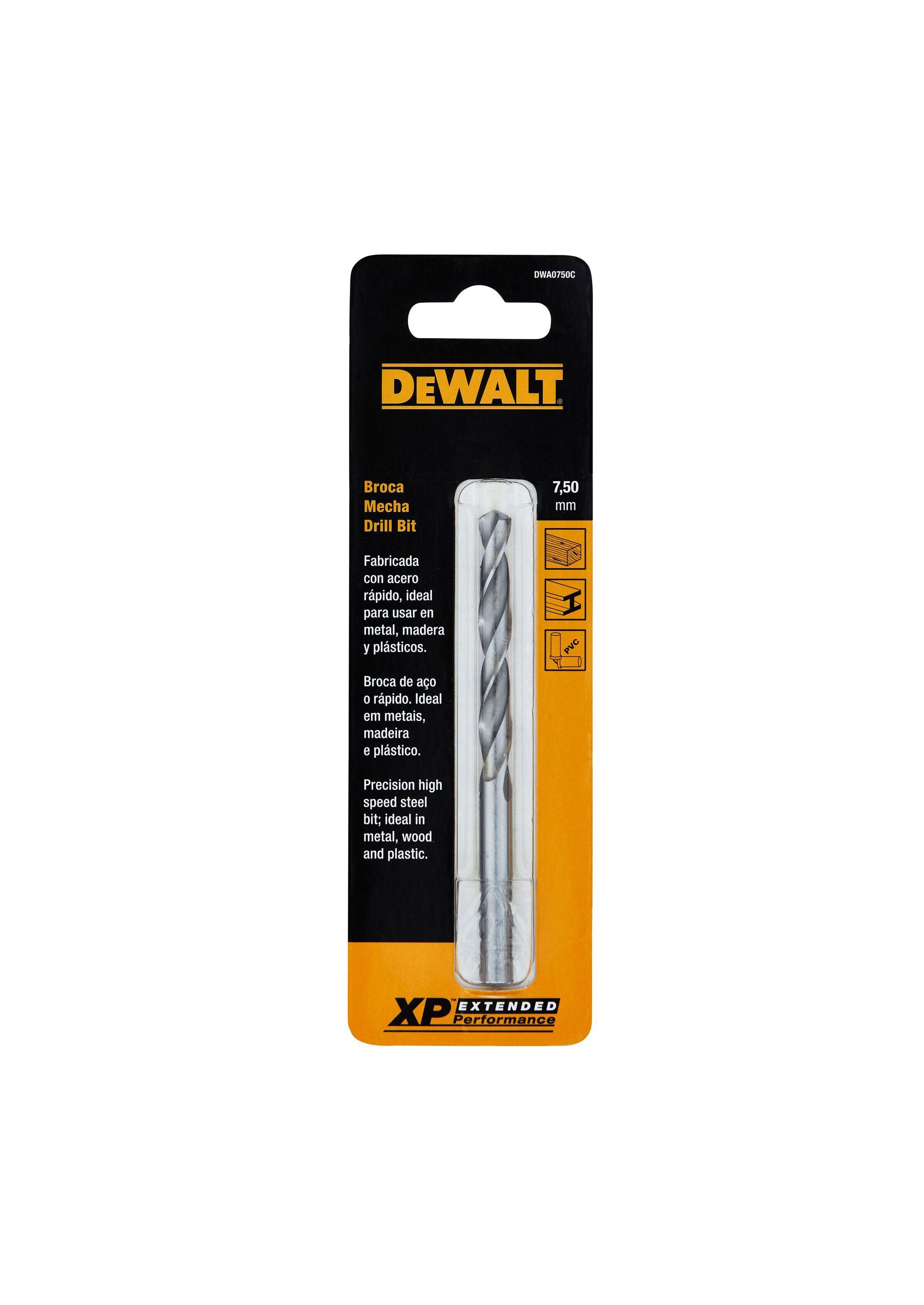 Broca de acero rápido multisuperficies 7.5mm DEWALT DWA0750C-2