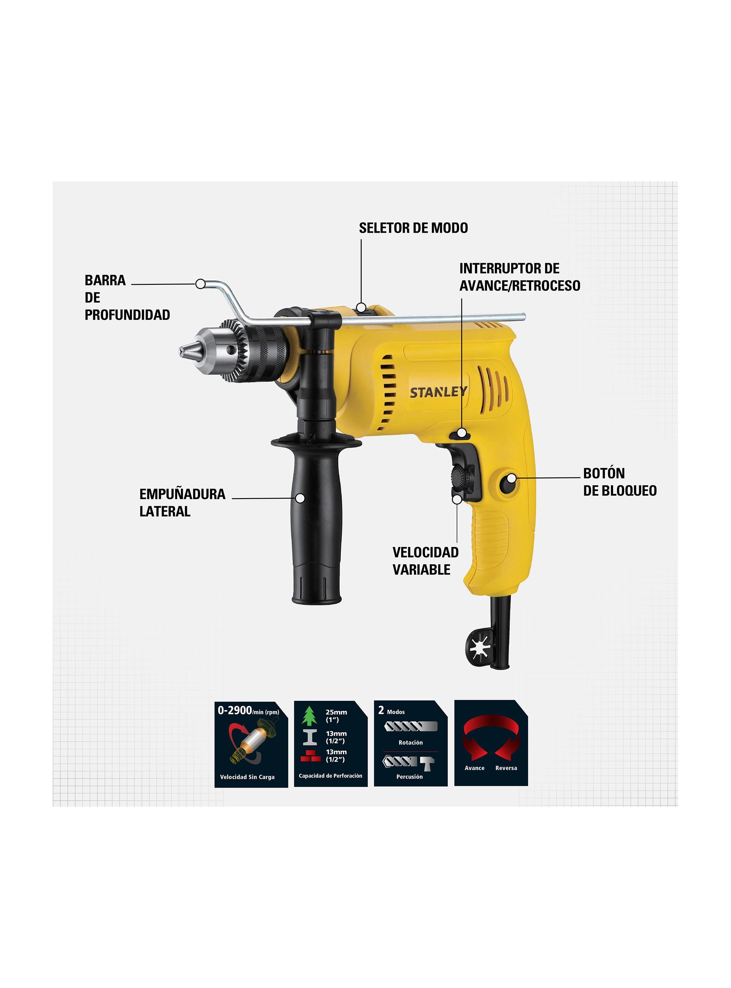 Taladro percutor 600W +  37 piezas Stanley SDH600KA-B2C-2