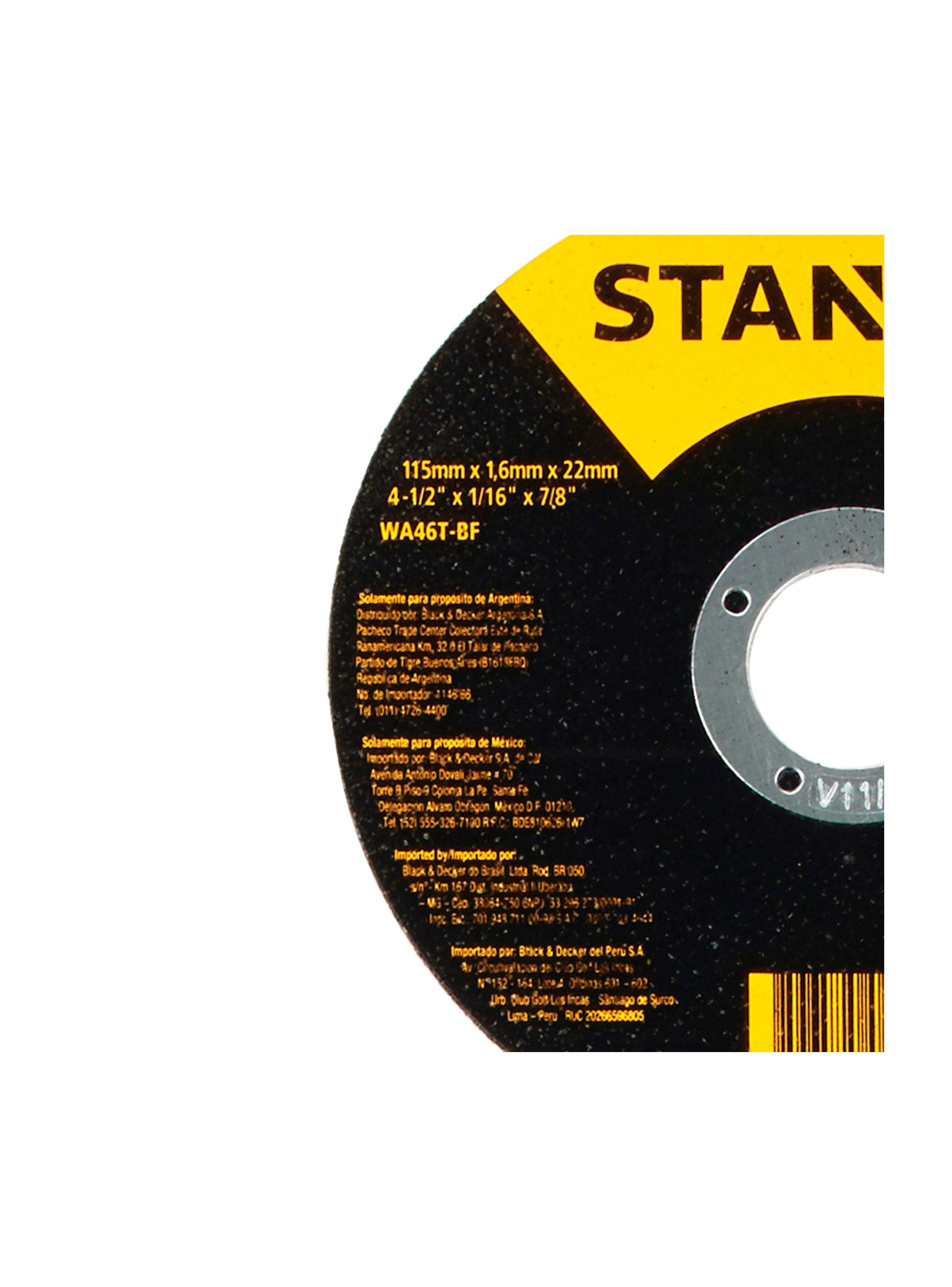 Disco corte metal/inox 4,5" eje 7/8" Stanley STA8063-1