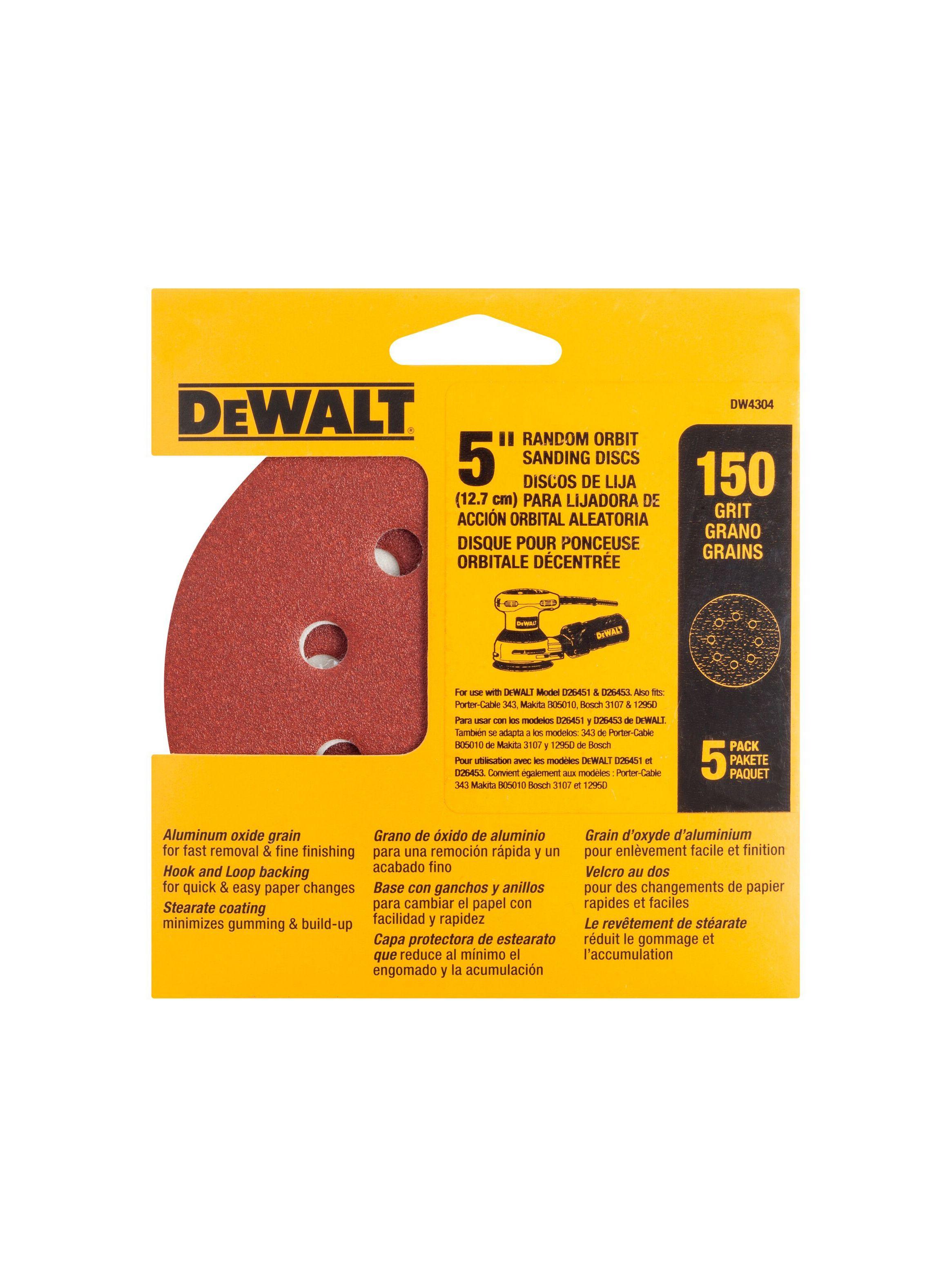 Set 5 discos de lija 5” grano 150 DEWALT DW4304  X-4