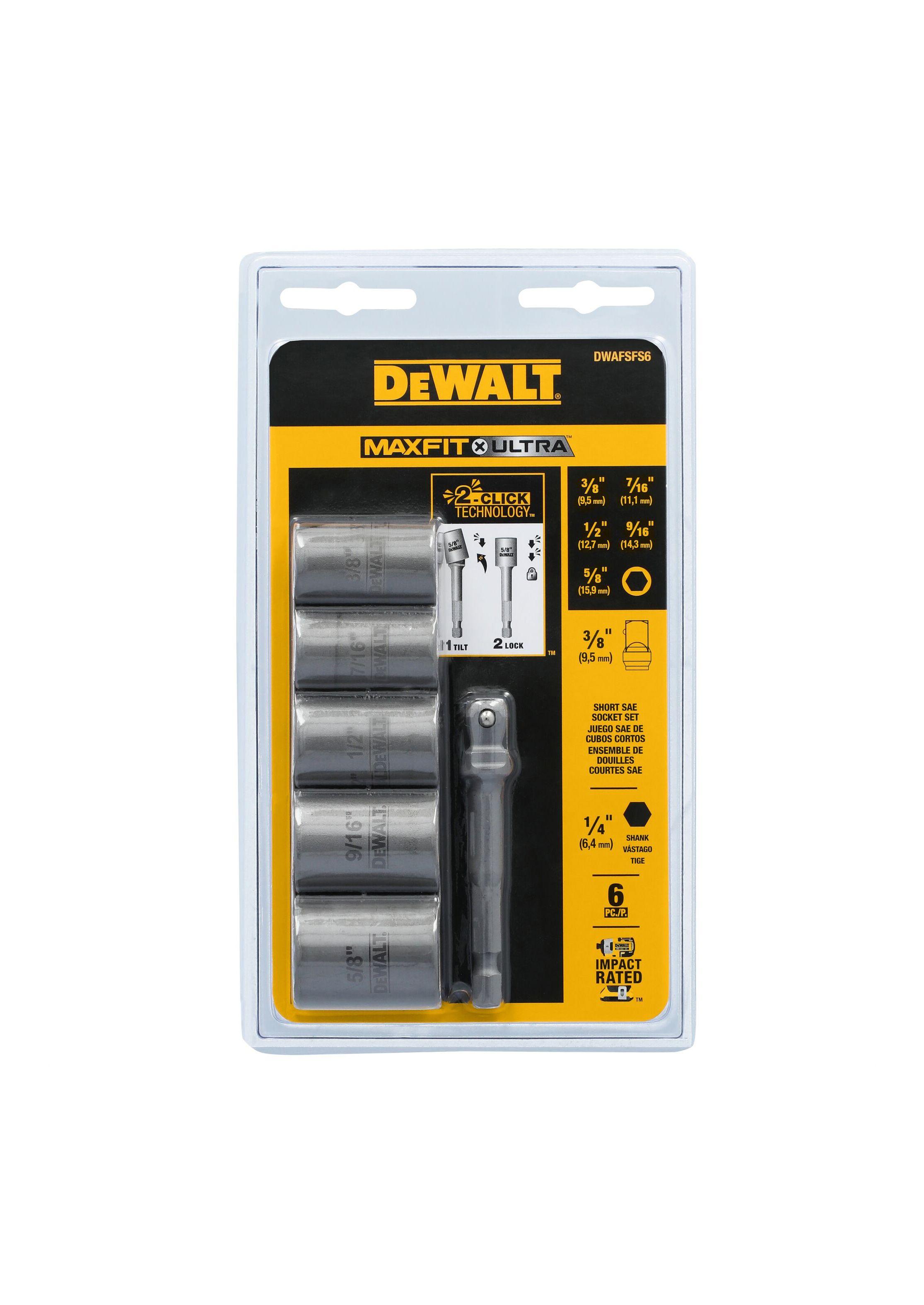 Set 5 dados Hex maxfit + adaptador 1/4" DEWALT DWAFSFS6-3