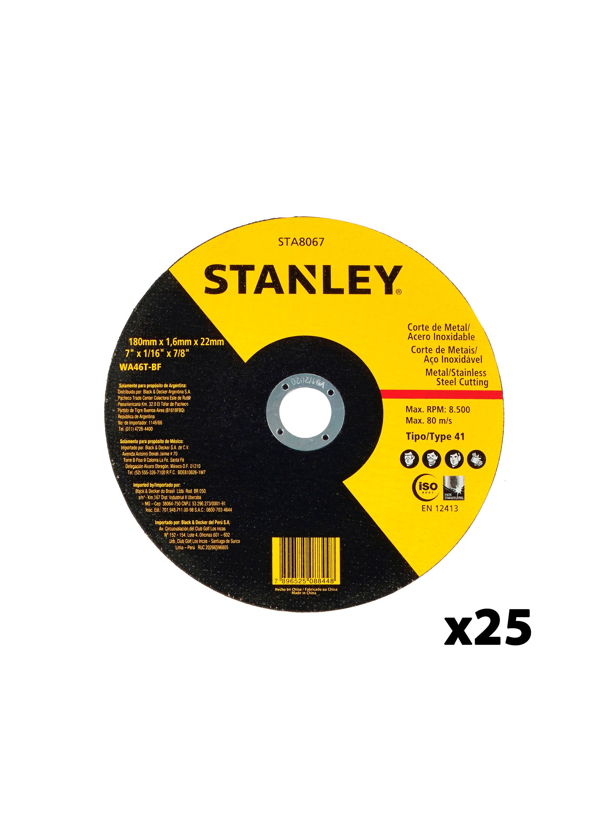 Set 25 discos corte metal/acero 7" STANLEY STA8067-0