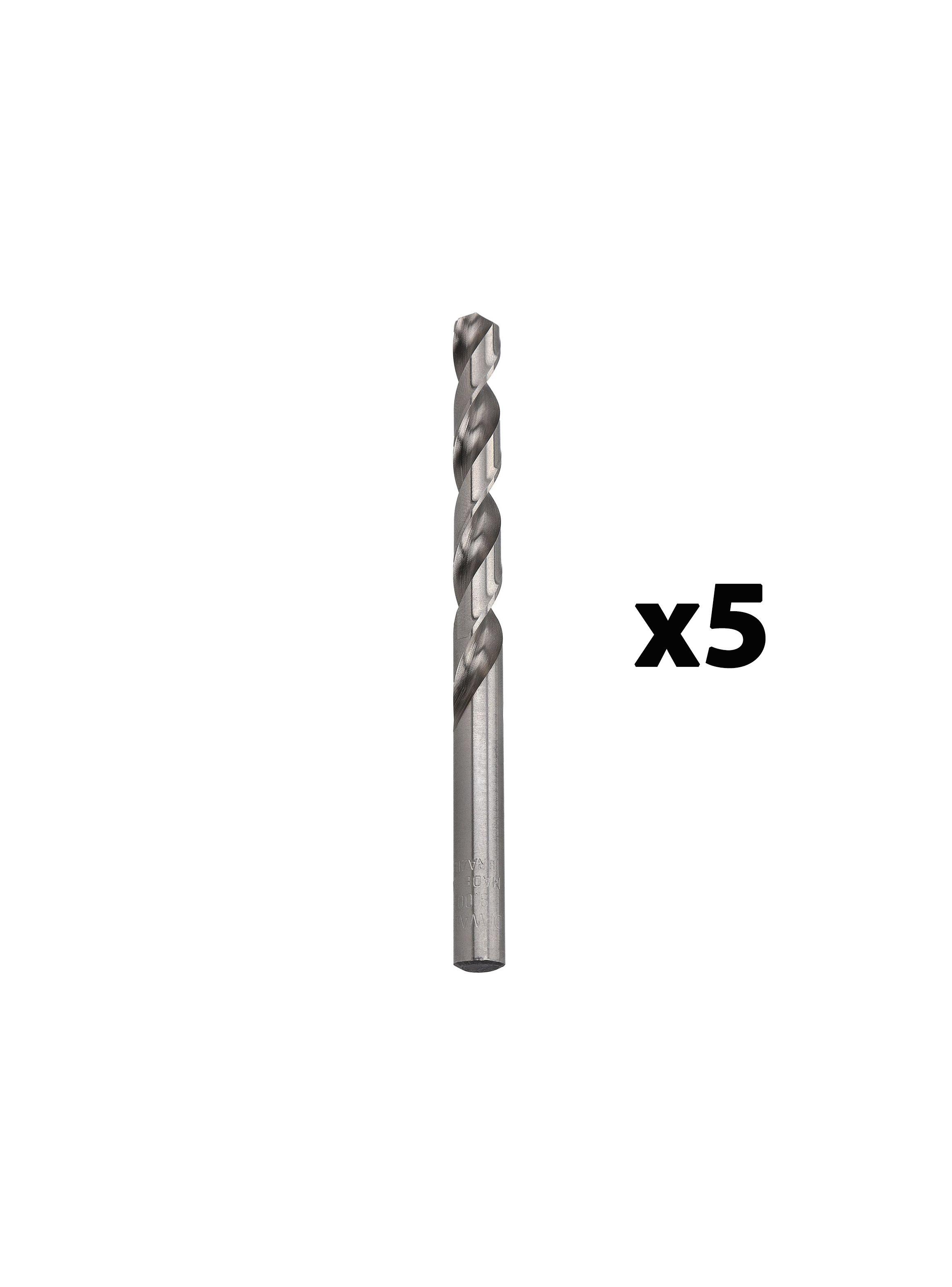 Set 5 brocas acero rápido (HSS) 9mm DEWALT DWA28900-0