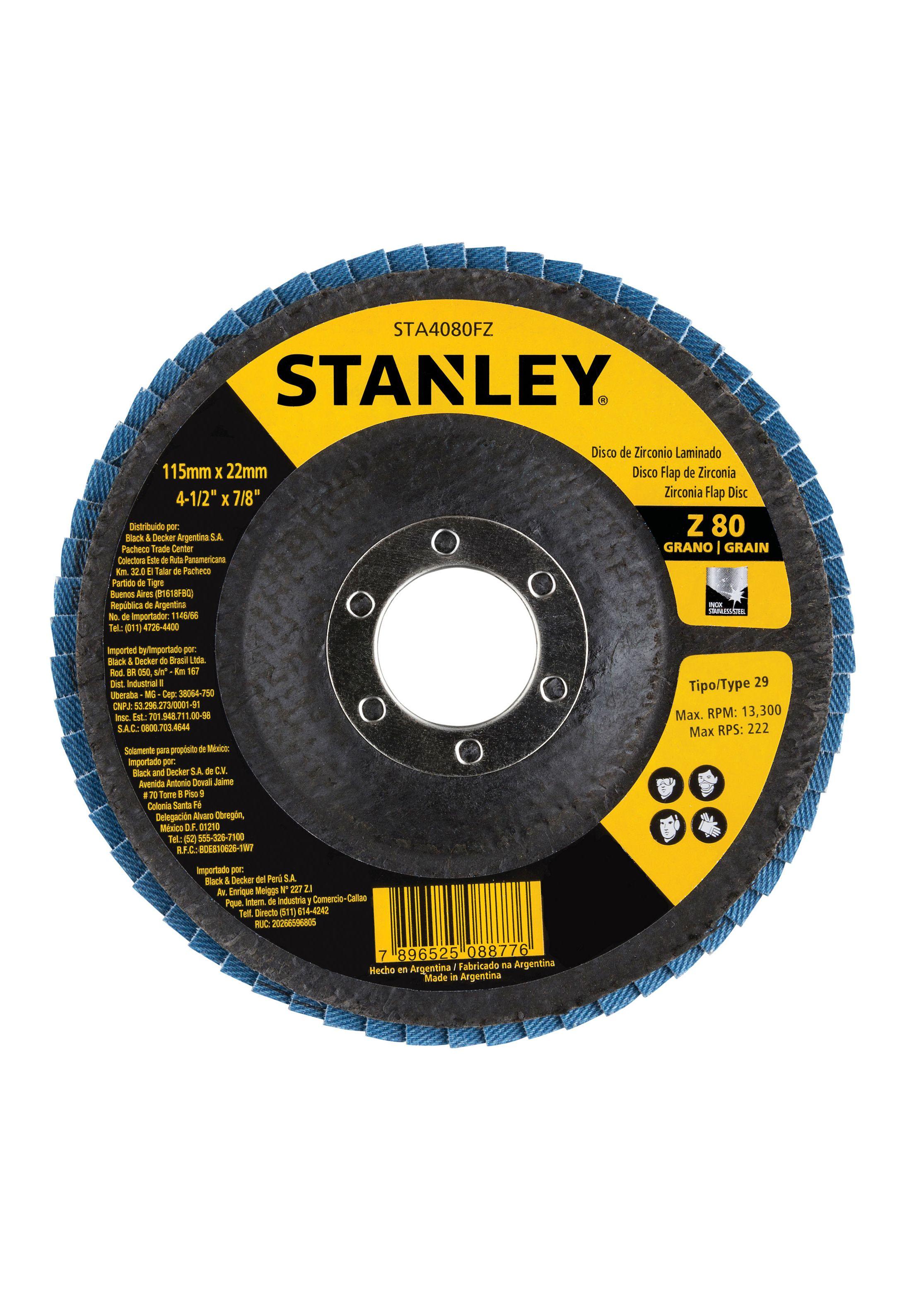 Set 3 discos Flap de Zirconio 115mm G80 STANLEY-1