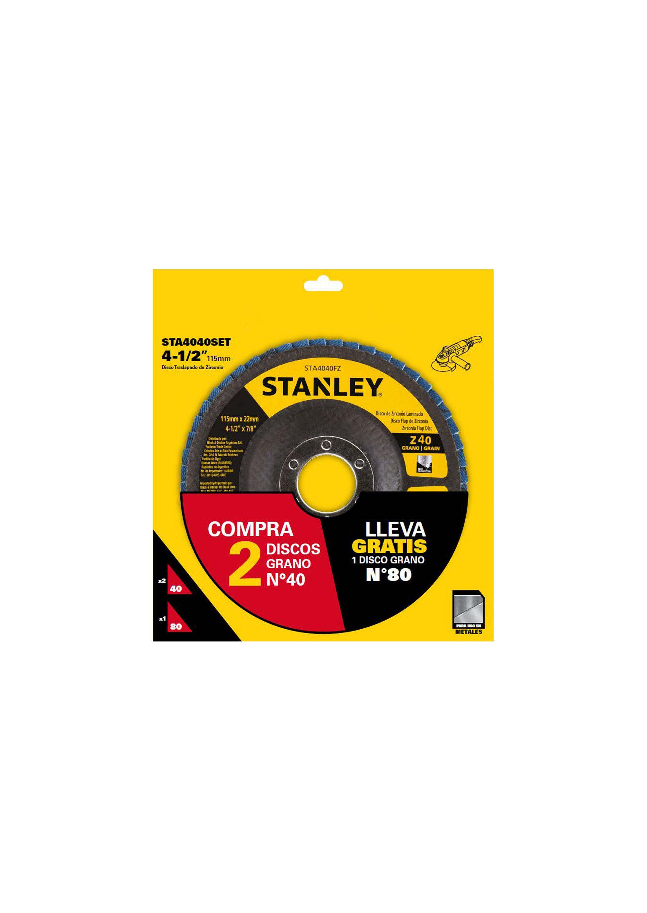Set 3 discos Flap de Zirconio 115mm G40 STANLEY-0