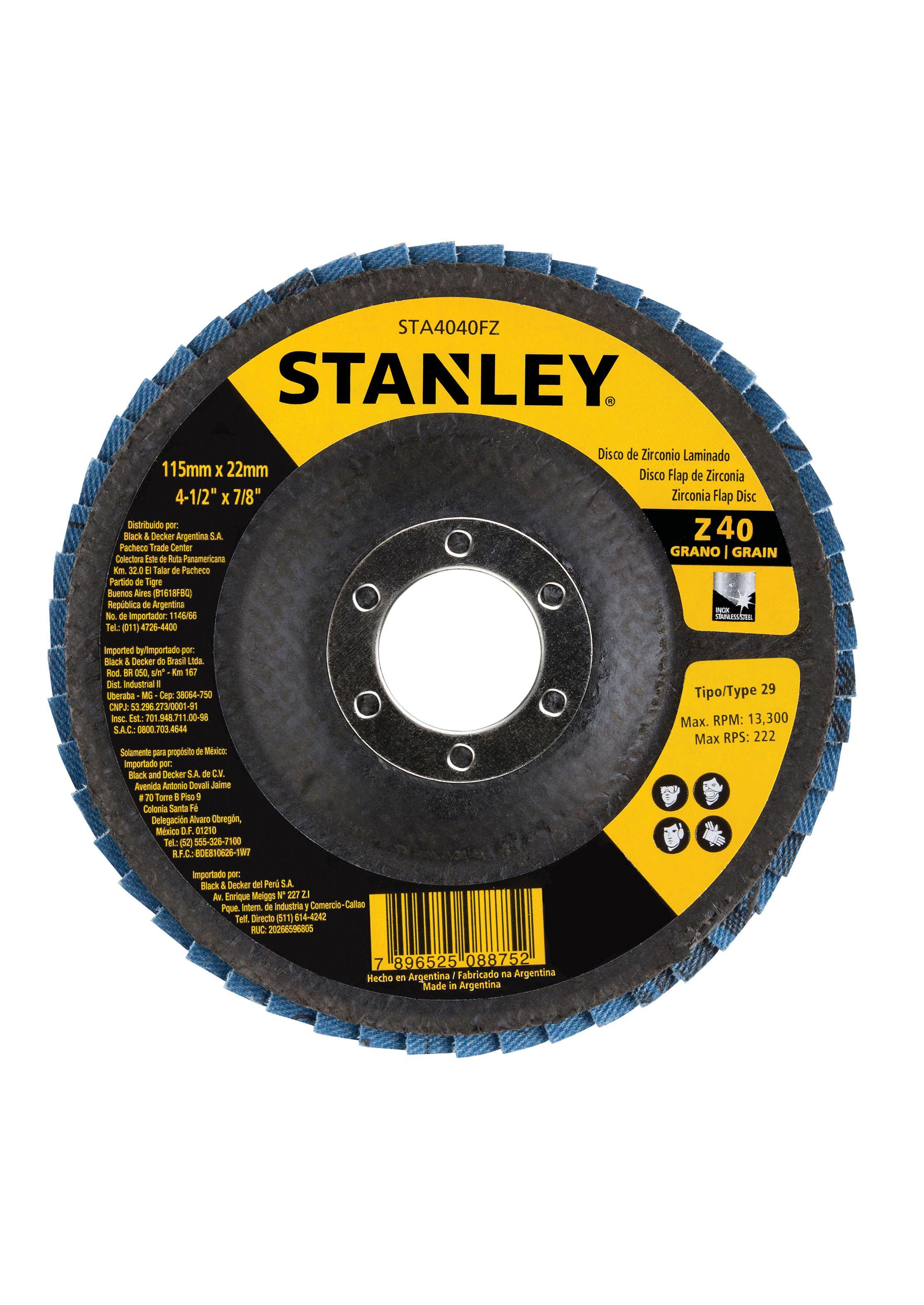 Set 3 discos Flap de Zirconio 115mm G40 STANLEY-1