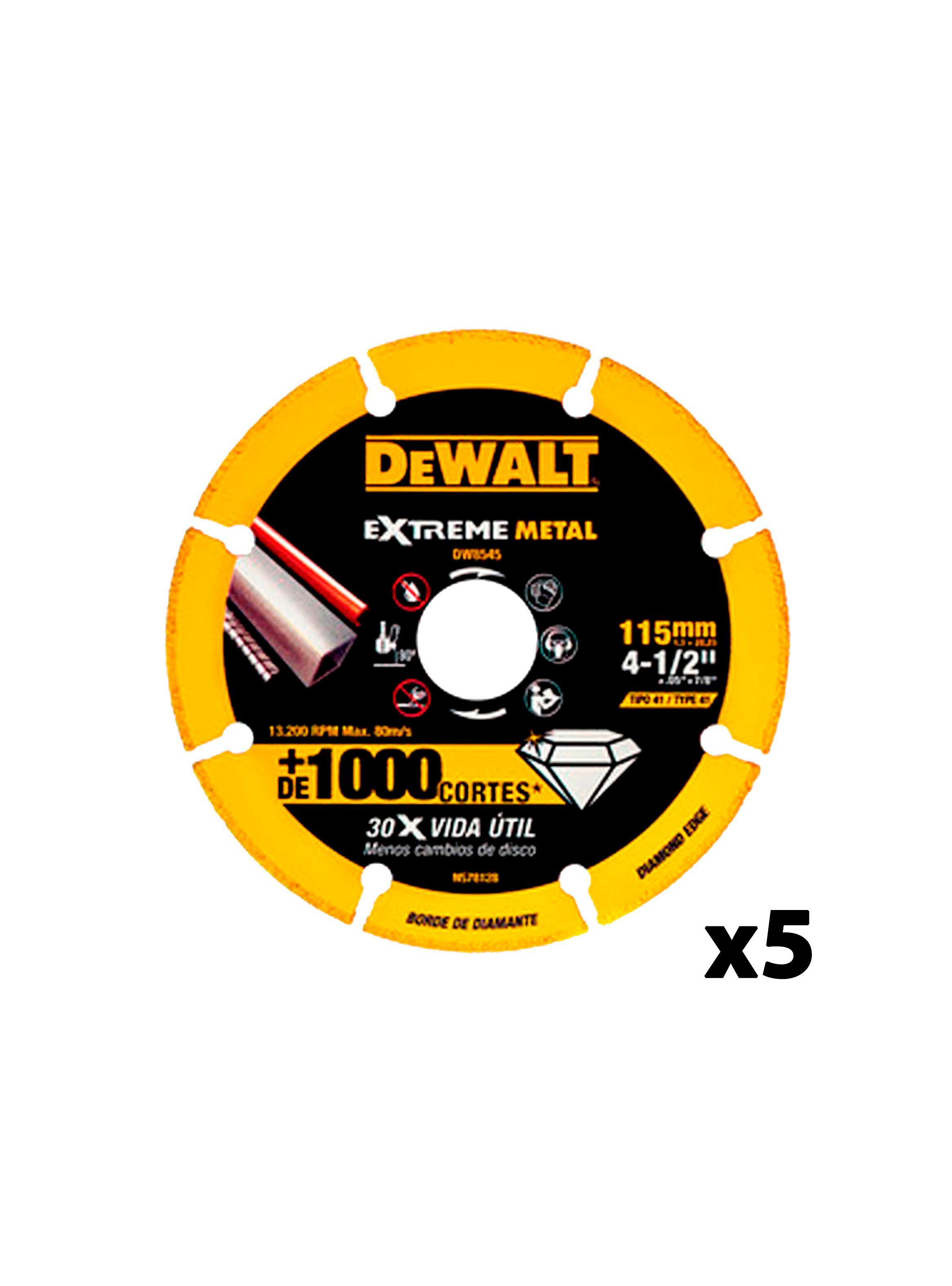 Set 5 discos de corte diamantado 4-1/2" DEWALT DW8545-0