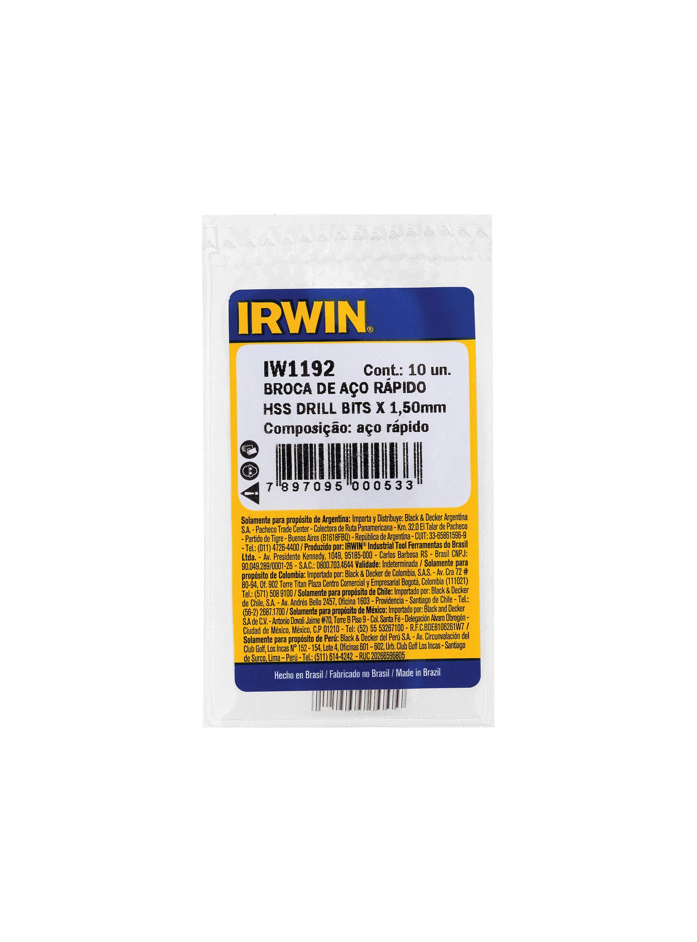 Set 10 brocas acero rápido 1,5mm IRWIN IW1192-2