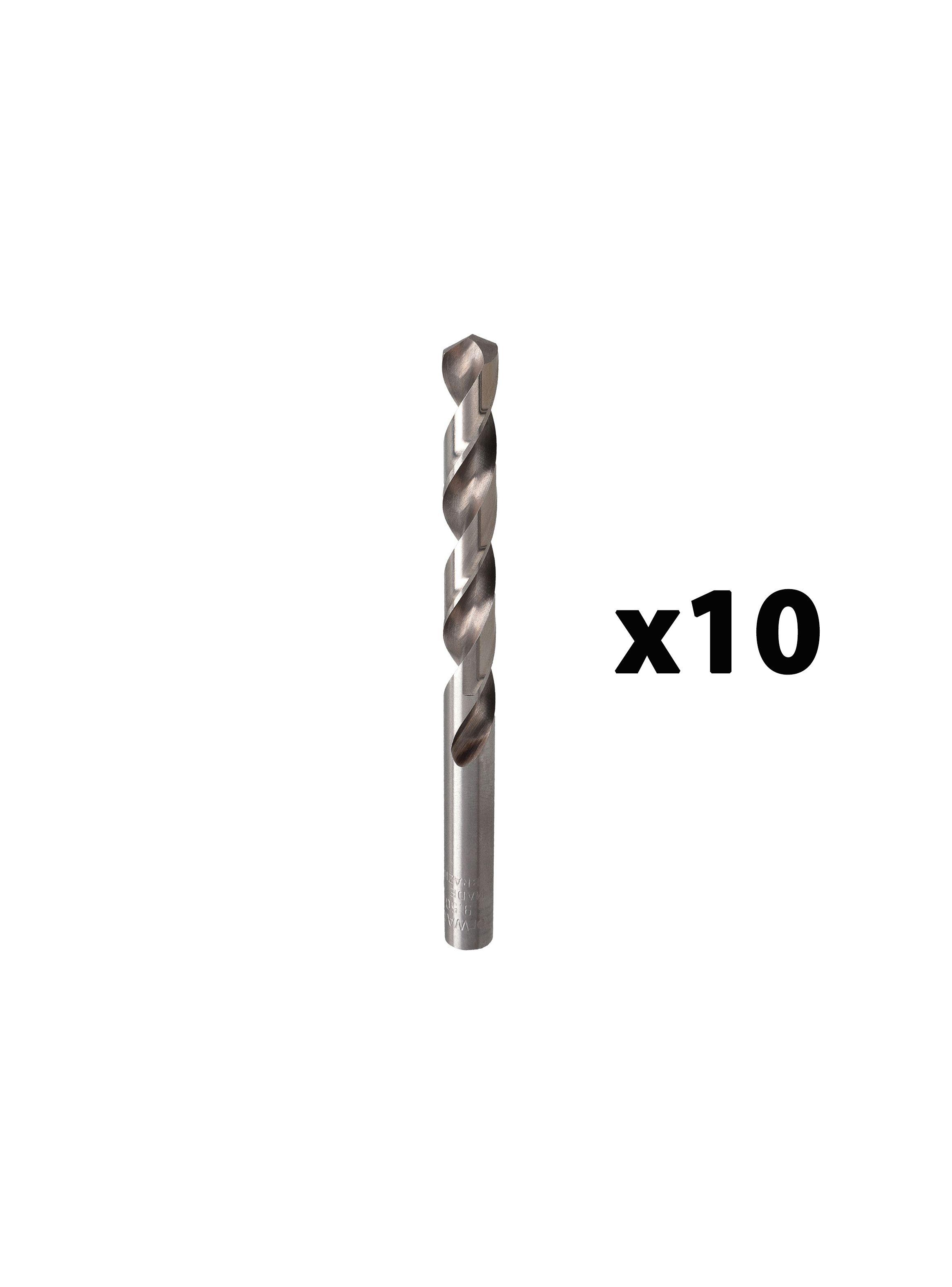 Set 10 brocas acero rápido (HSS) 9.5mm DEWALT DWA0950C-0