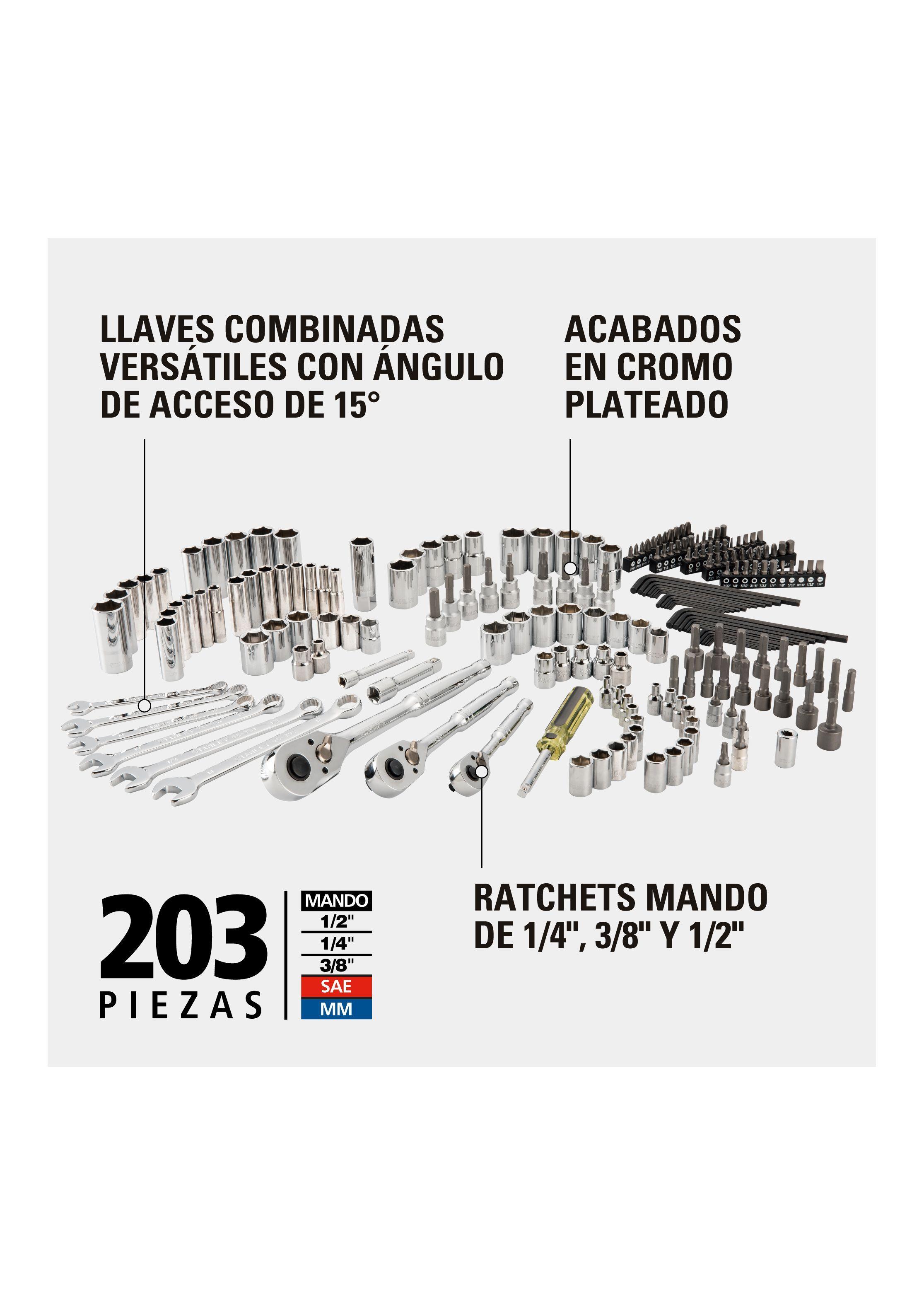 Juego de herramientas mecánicas 203 piezas STANLEY-1