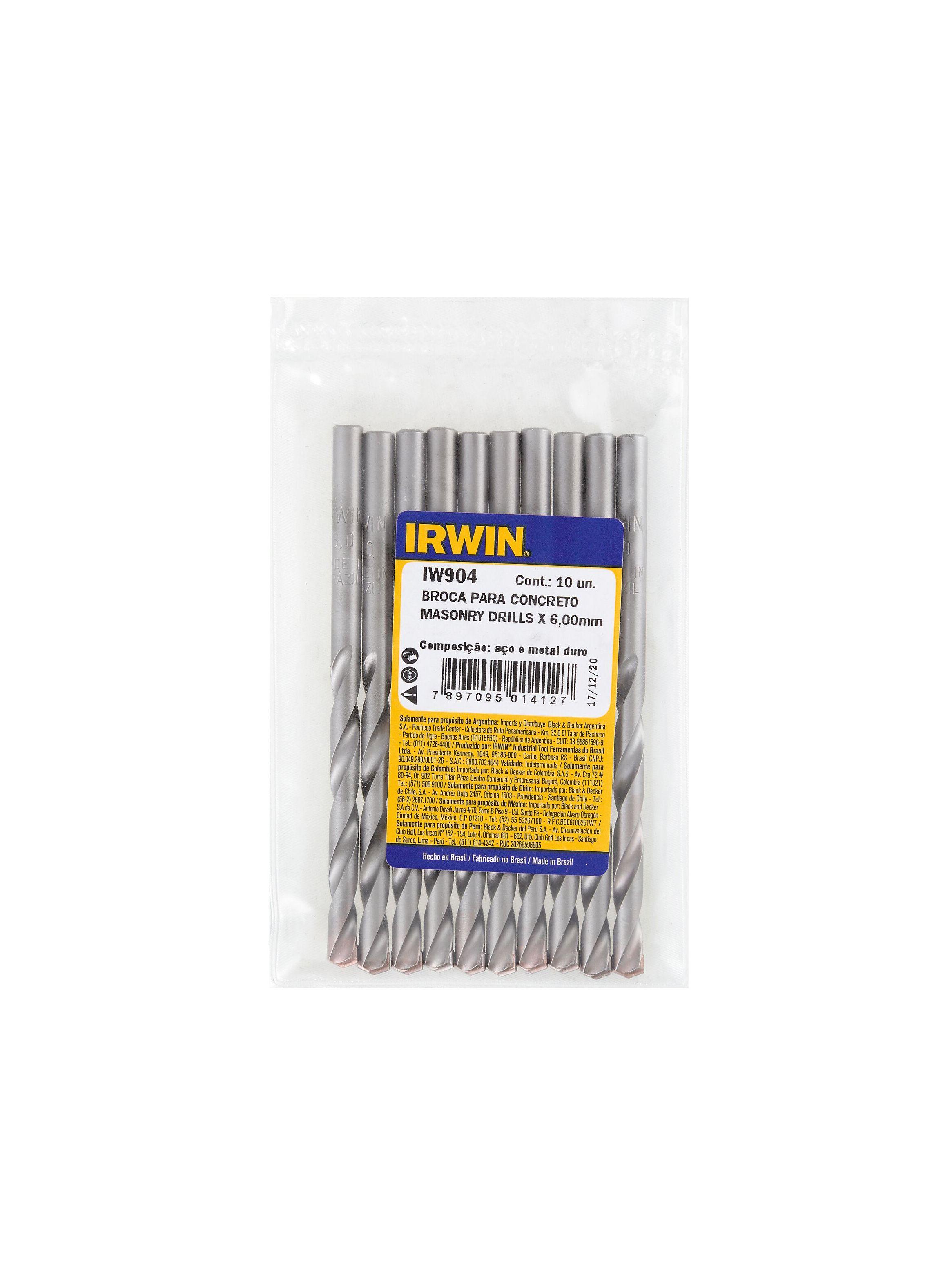 Set 10 brocas para concreto 6mm IRWIN IW904-3
