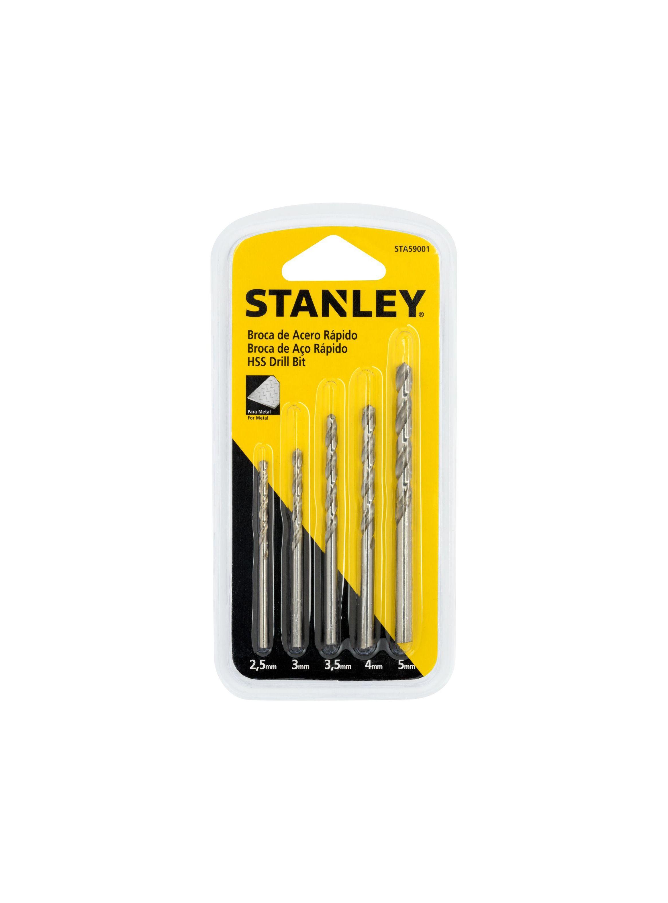 Set 5 brocas de acero p/metal 2.5 a 5mm STANLEY STA59001-1