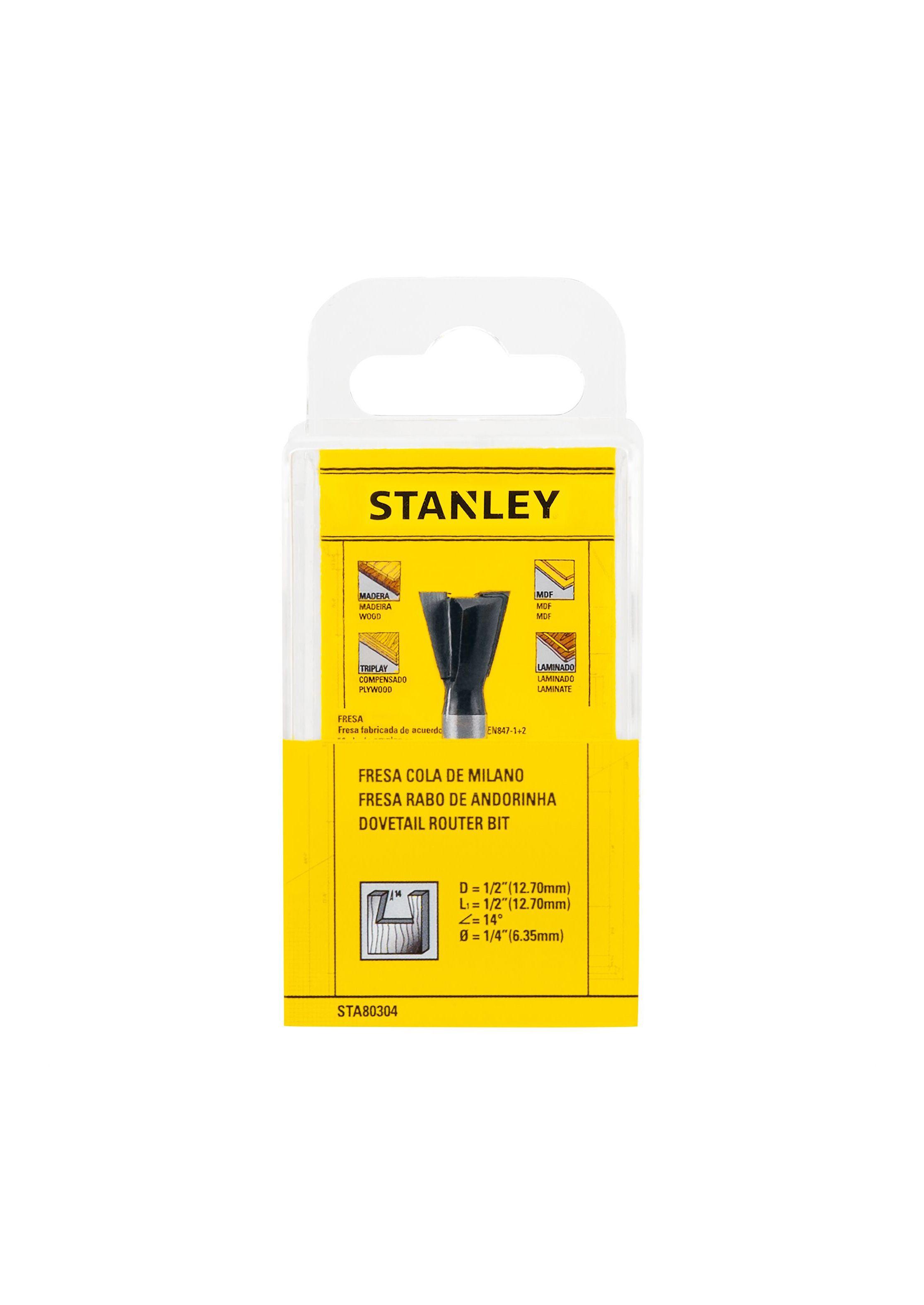 Fresa cola de milano 1/2” vástago 1/4" STANLEY STA80304-2