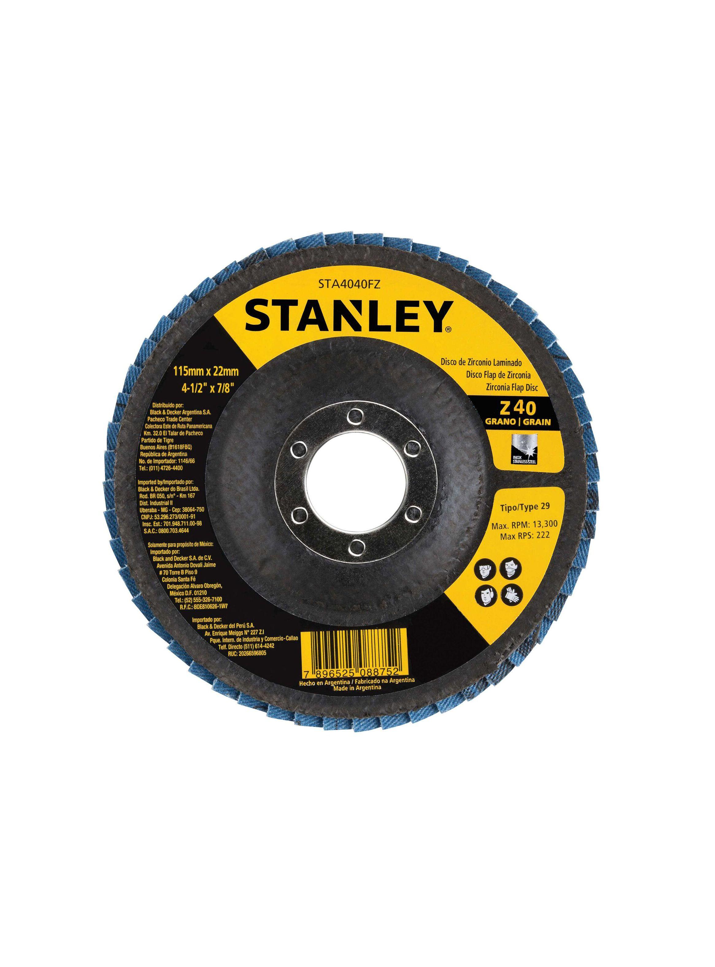 Disco traslapado de zirconio 4-1/2" STANLEY STA4040FZ-BR-0