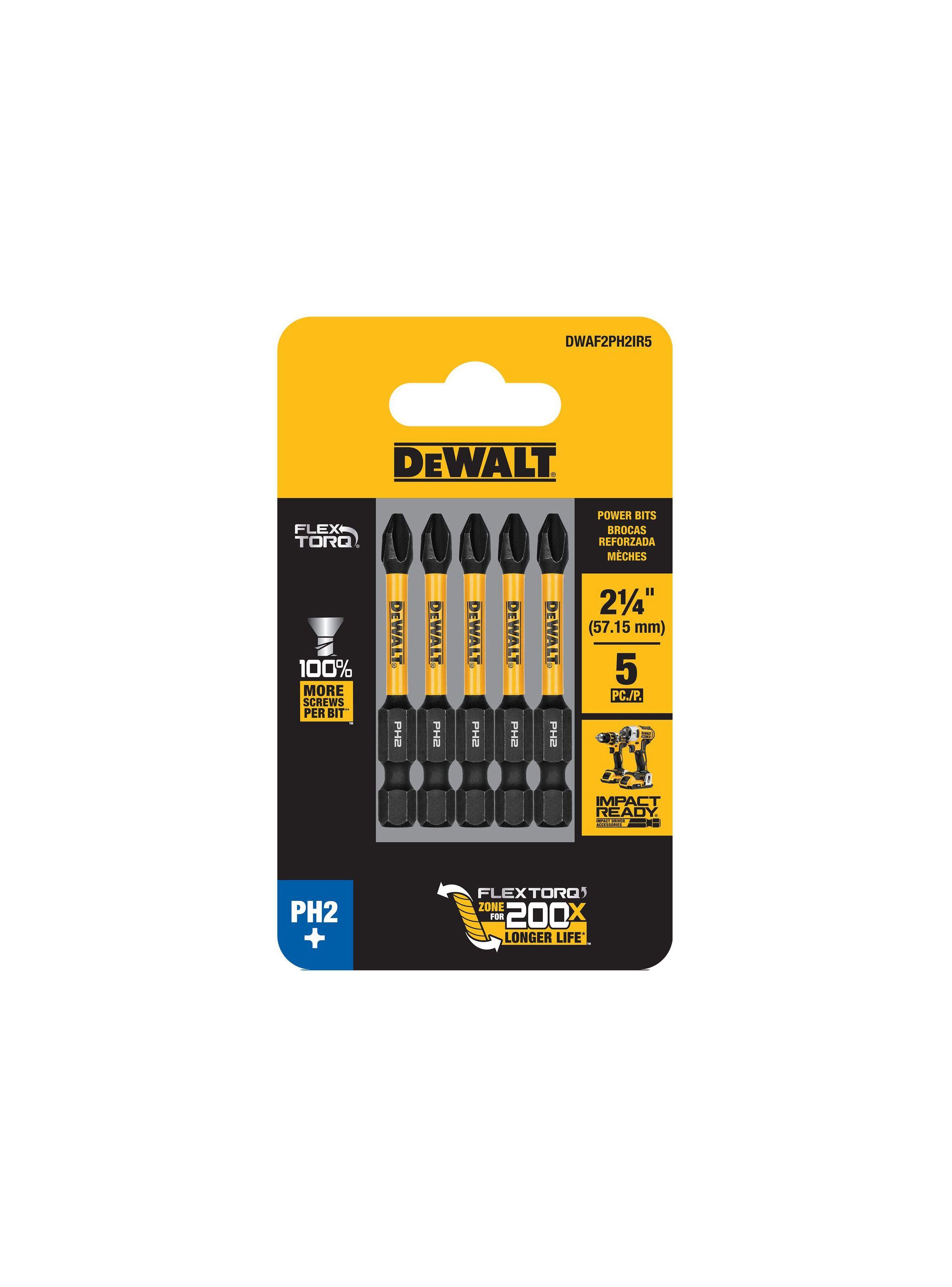 Set 5 brocas Phillips#2 2-1/4” Flextorq DEWALT DWAF2PH2IR5-2