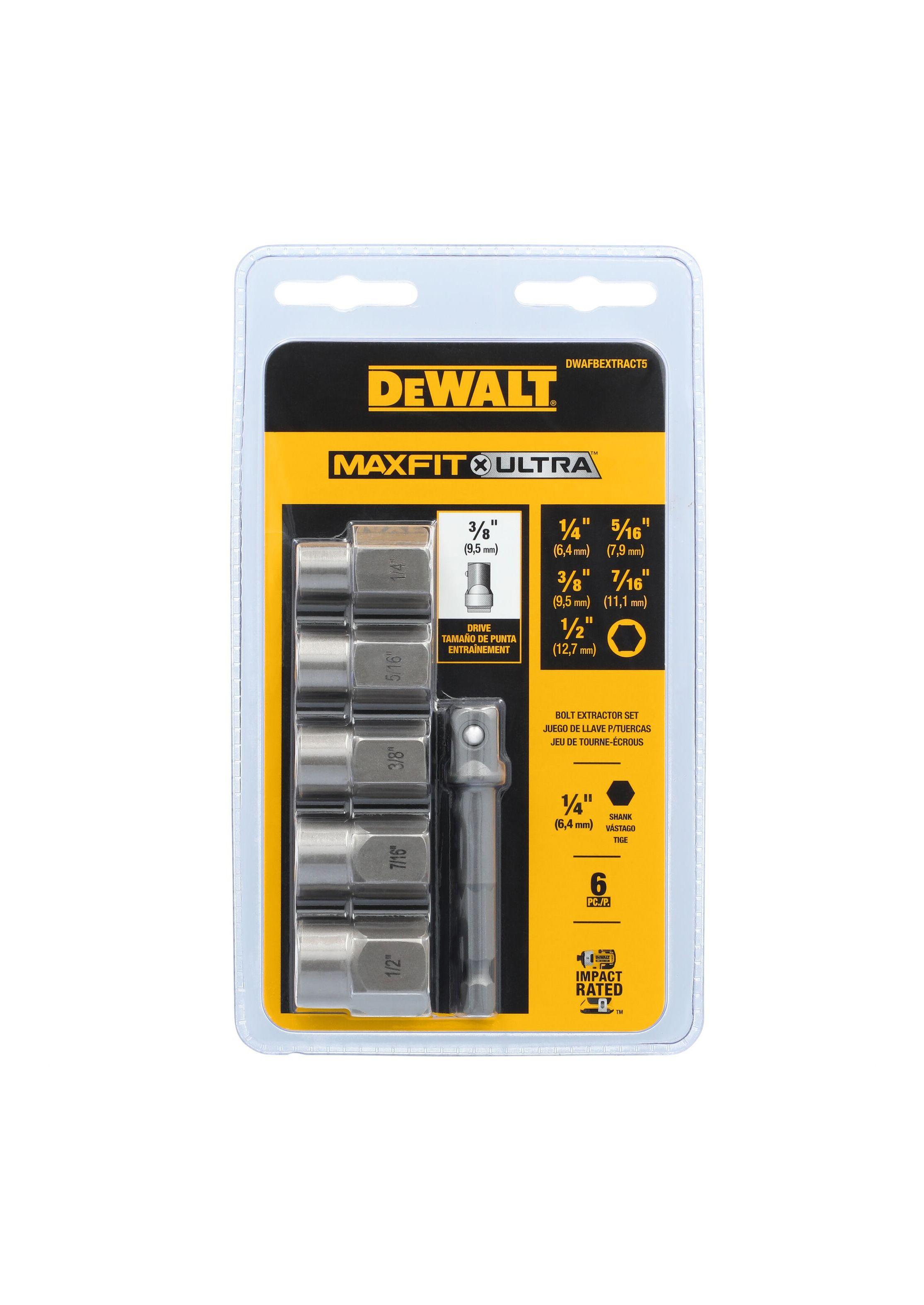 Set 5 dados Hex maxfit + adaptador 1/4" DEWALT DWAFBEXTRACT5-1