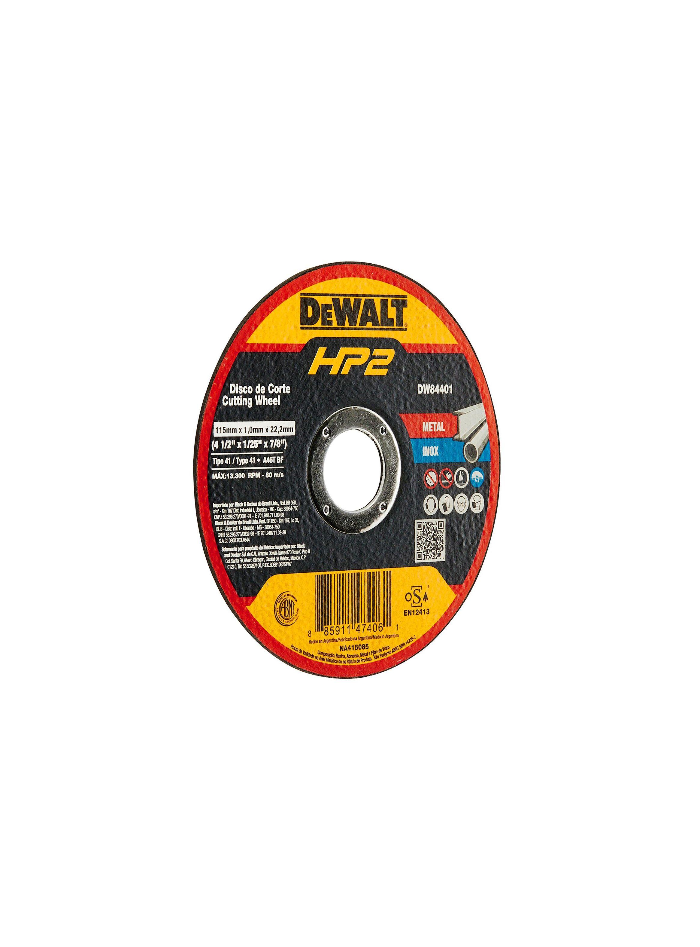 Set 25 discos corte de metal 4-1/2'X1/25' DEWALT DW84401-1