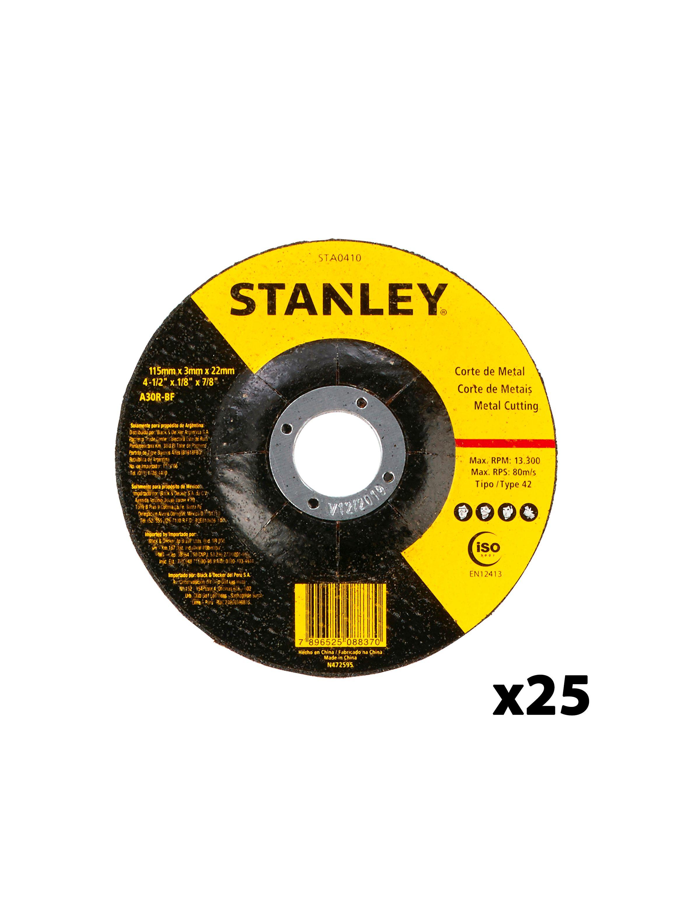 Set 25 discos corte metal 4-1/2" STANLEY STA0410-0