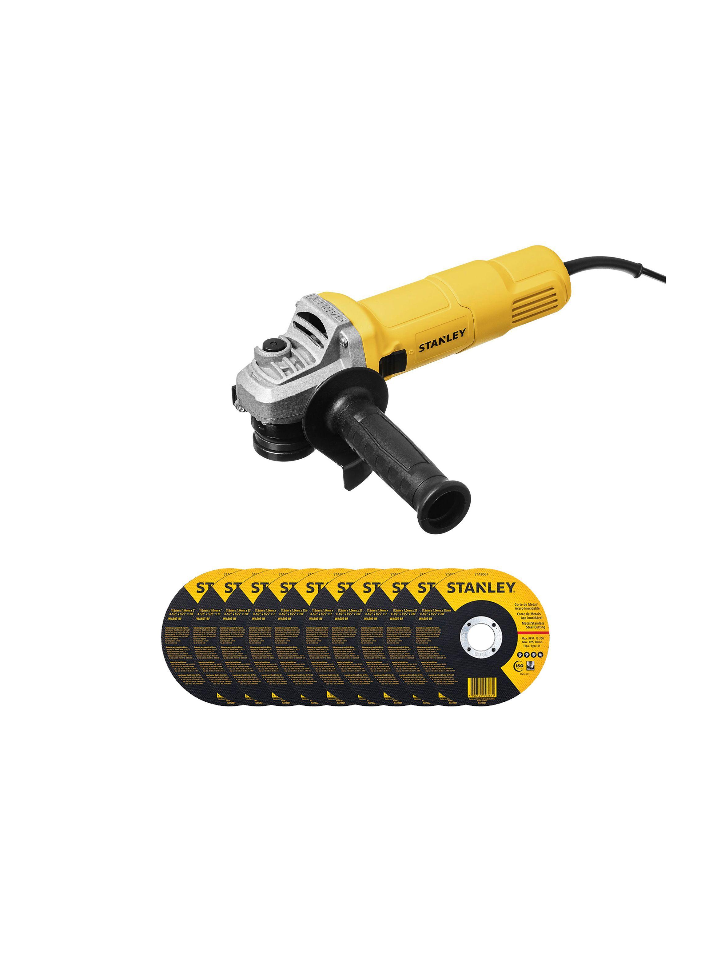 Esmeril Angular 4-1/2" 620W + 10 discos STANLEY SG6115-10DISCOS-0