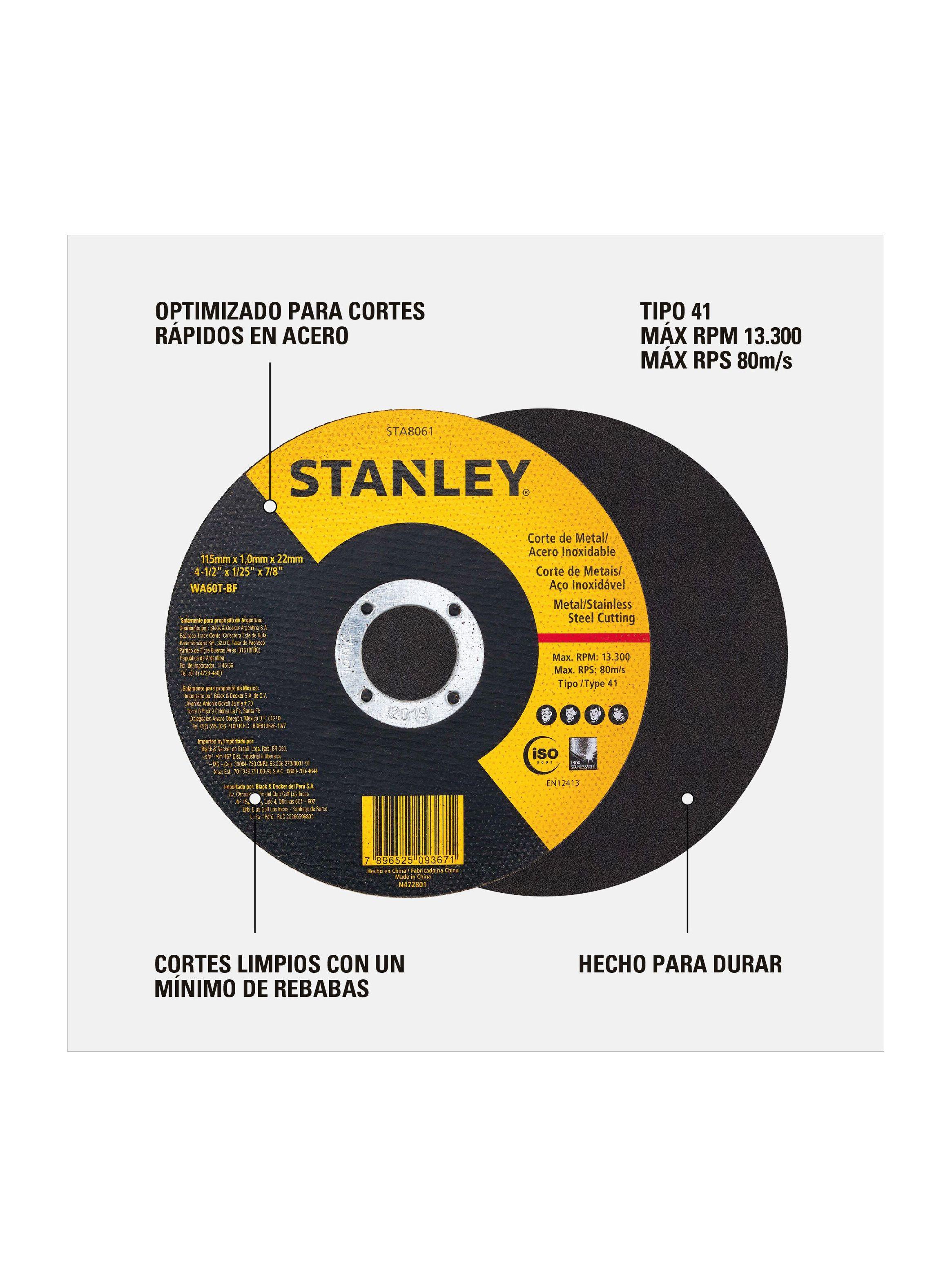 Esmeril Angular 4-1/2" 620W + 10 discos STANLEY SG6115-10DISCOS-3