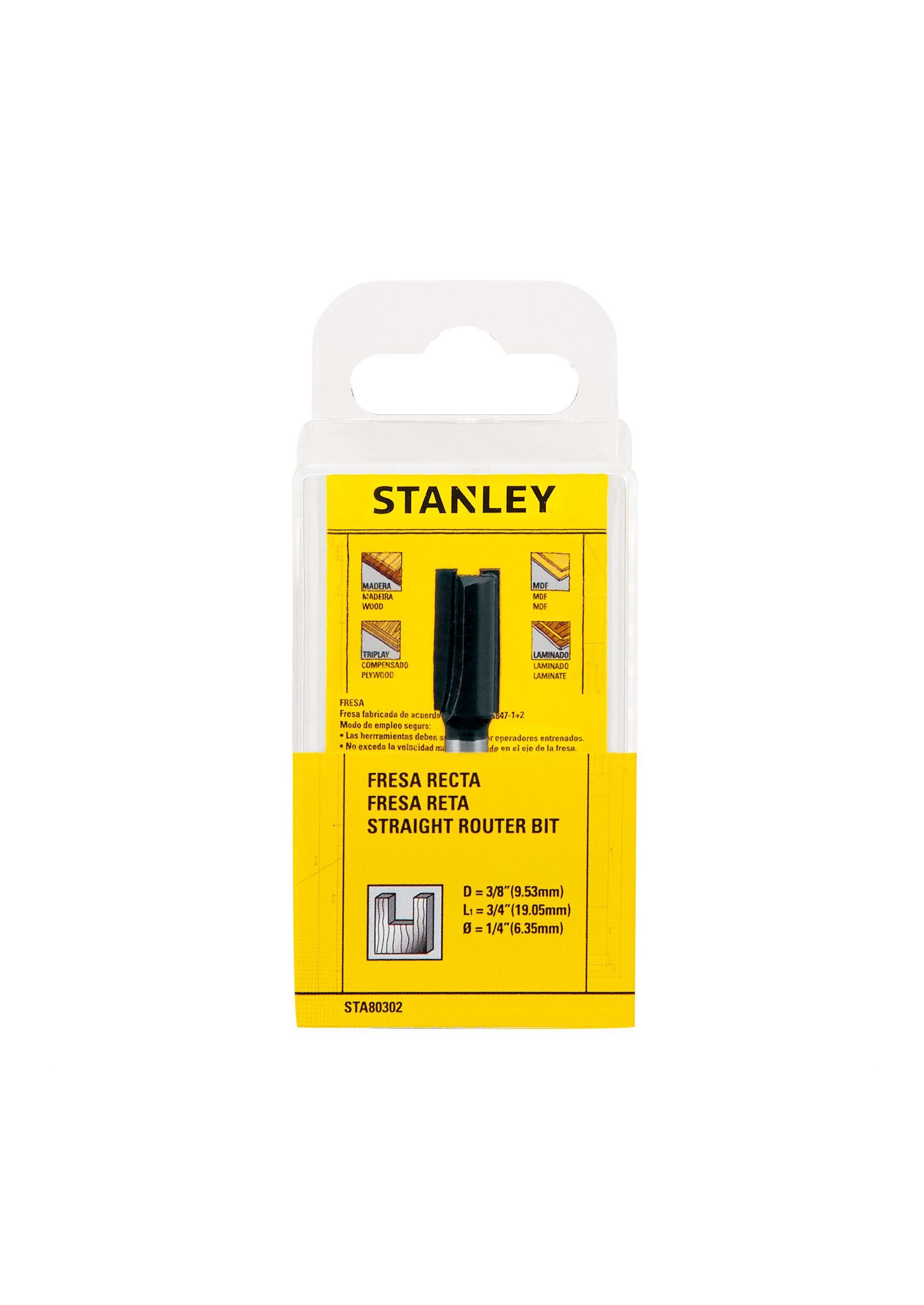 Fresa recta 3/8” vástago 1/4" STANLEY STA80302-3