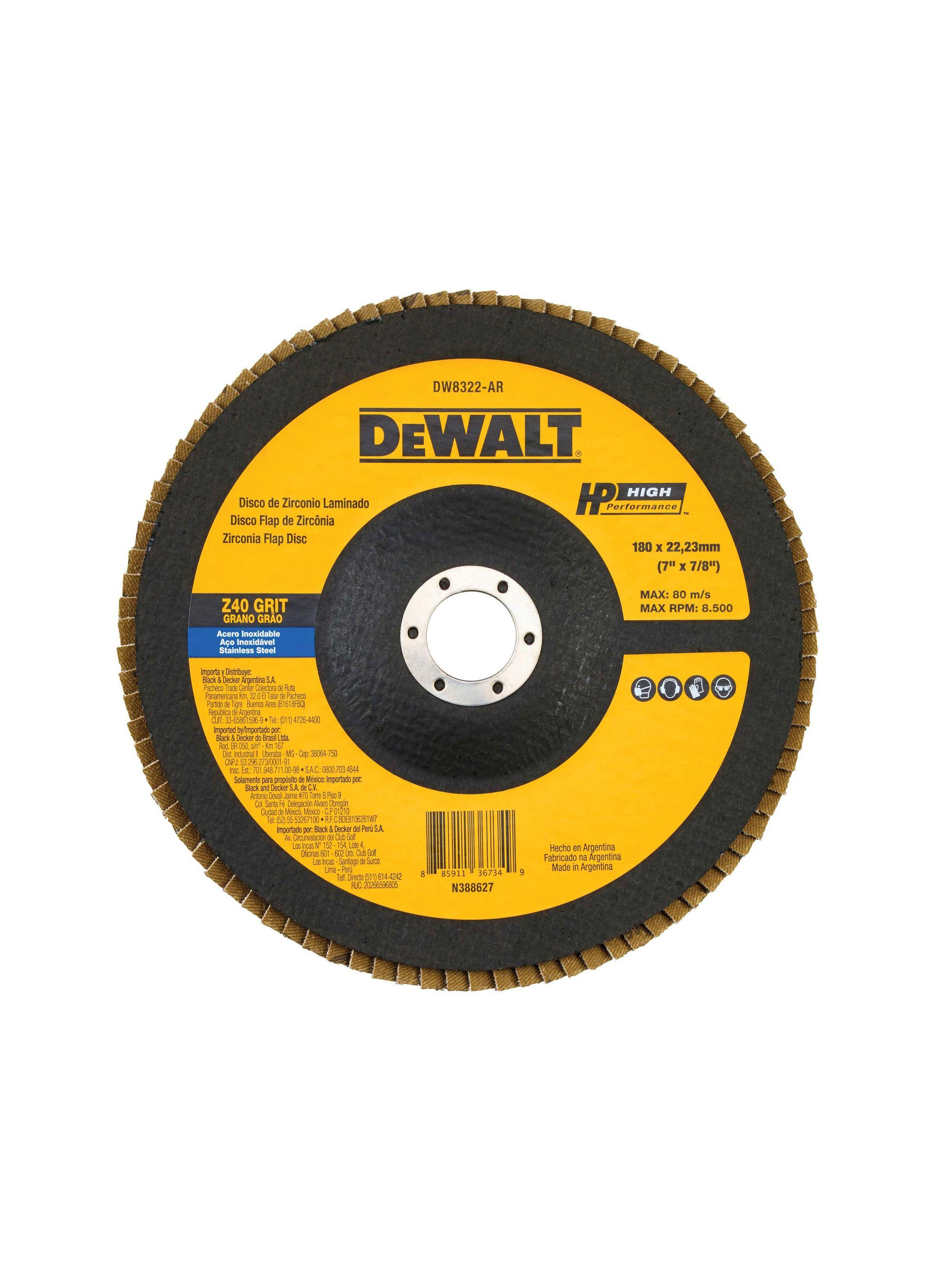 Disco de Zirconio 7” grano 40 DEWALT DW8322-AR-0