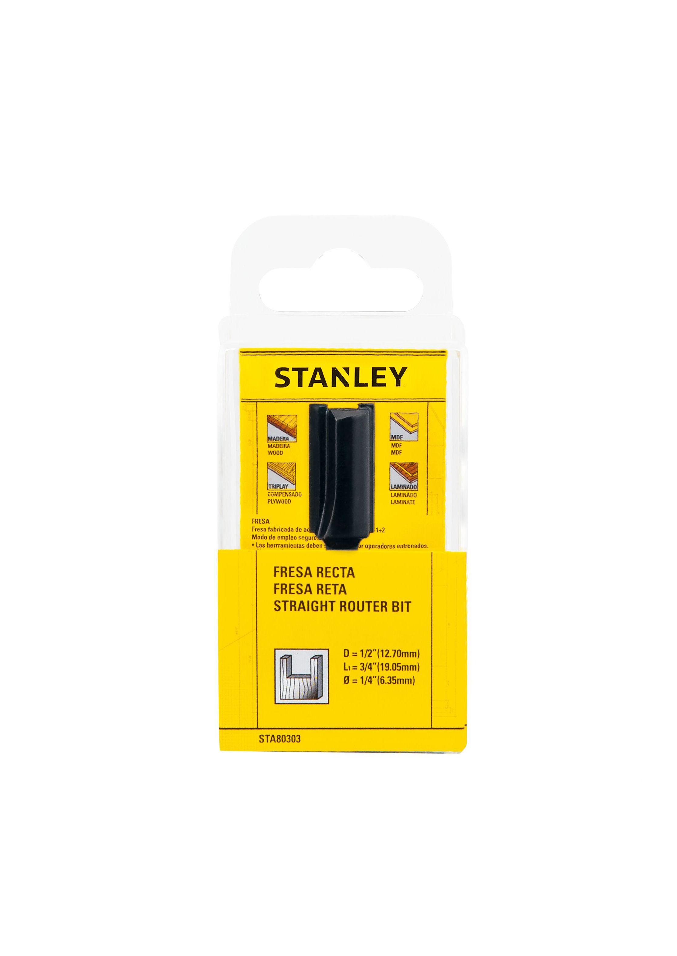 Fresa recta en V 1/2” vástago 1/4" STANLEY STA80303-4