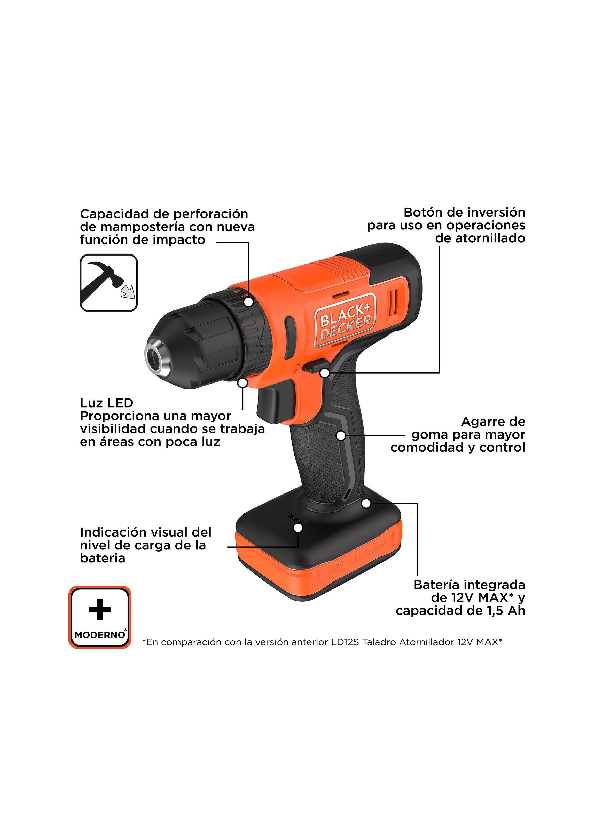 Kit taladro percutor atornillador 12V +28 acces BLACK+DECKER-2