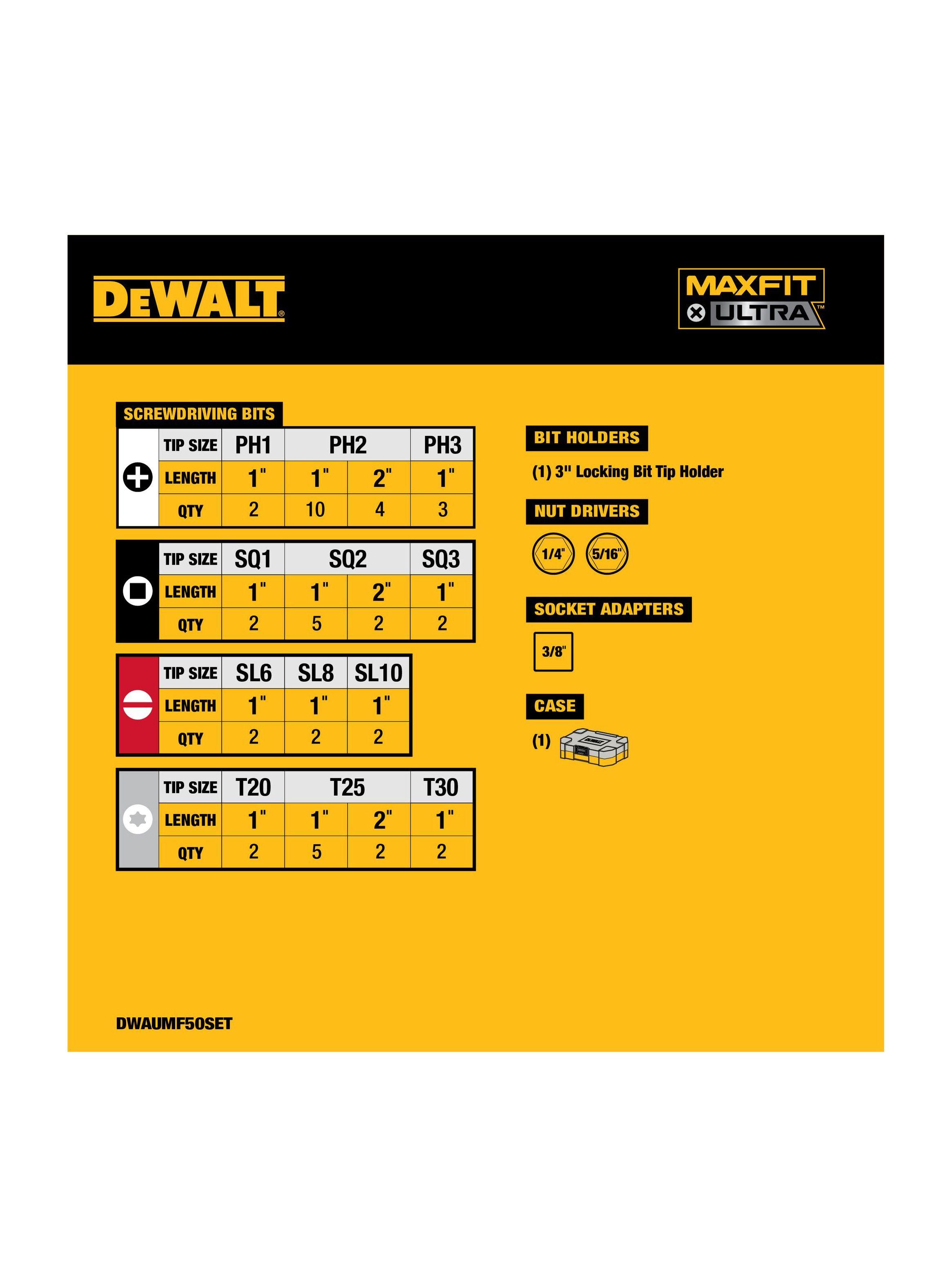 Set 50 puntas de destornillador DEWALT DWAUMF50SET-2